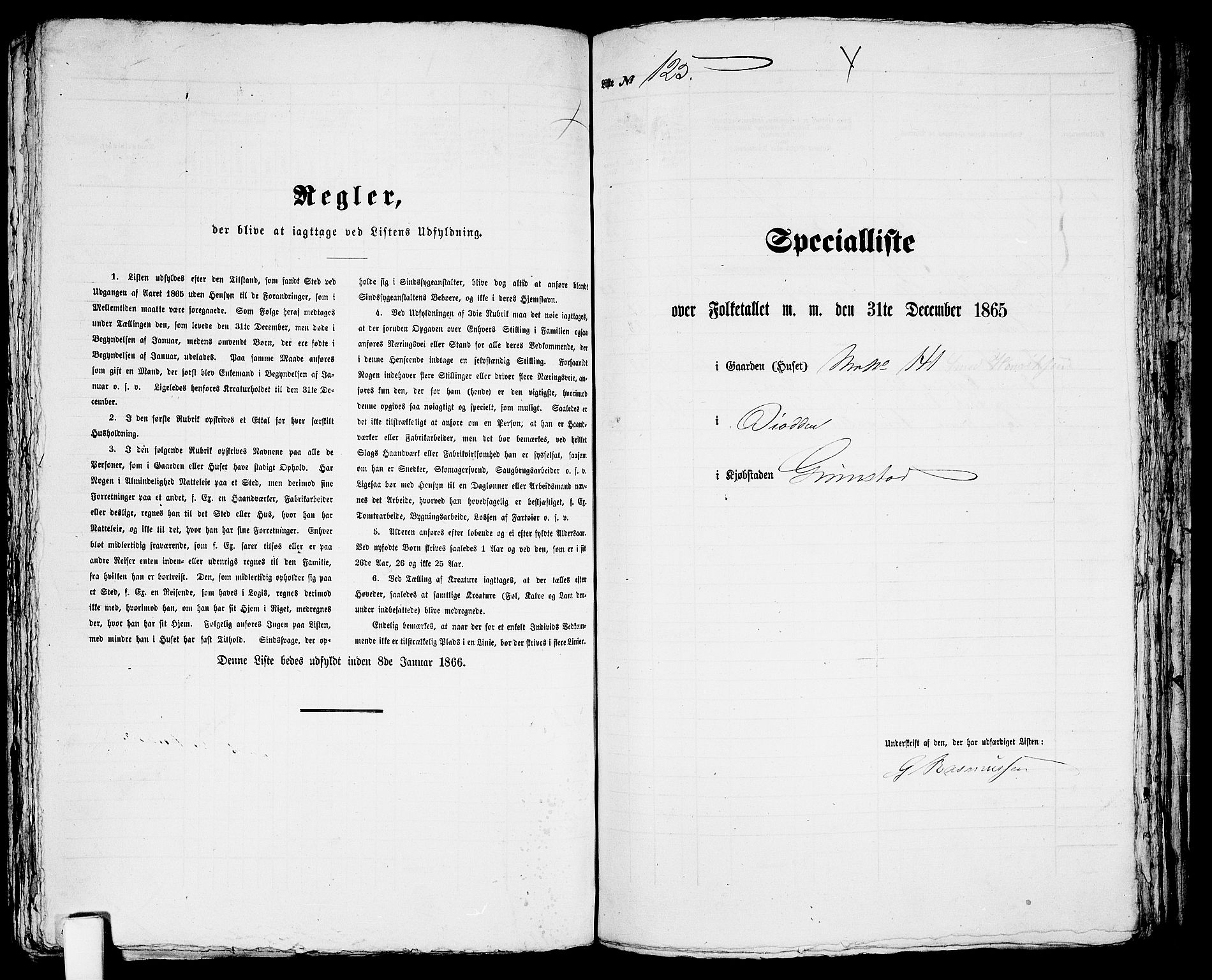 RA, 1865 census for Fjære/Grimstad, 1865, p. 255