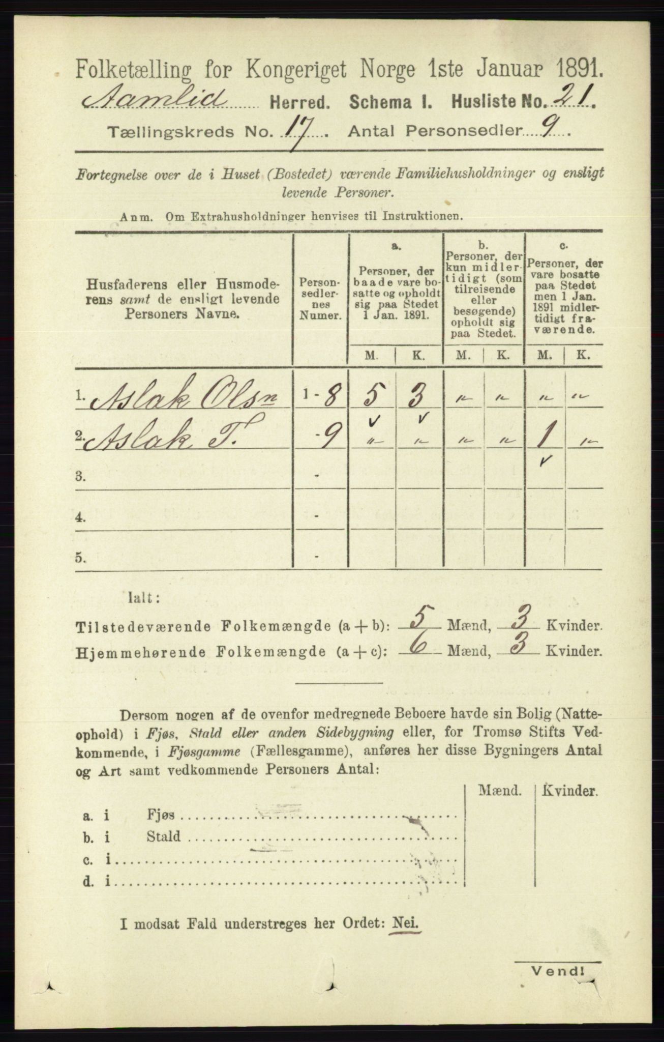 RA, 1891 census for 0929 Åmli, 1891, p. 2799