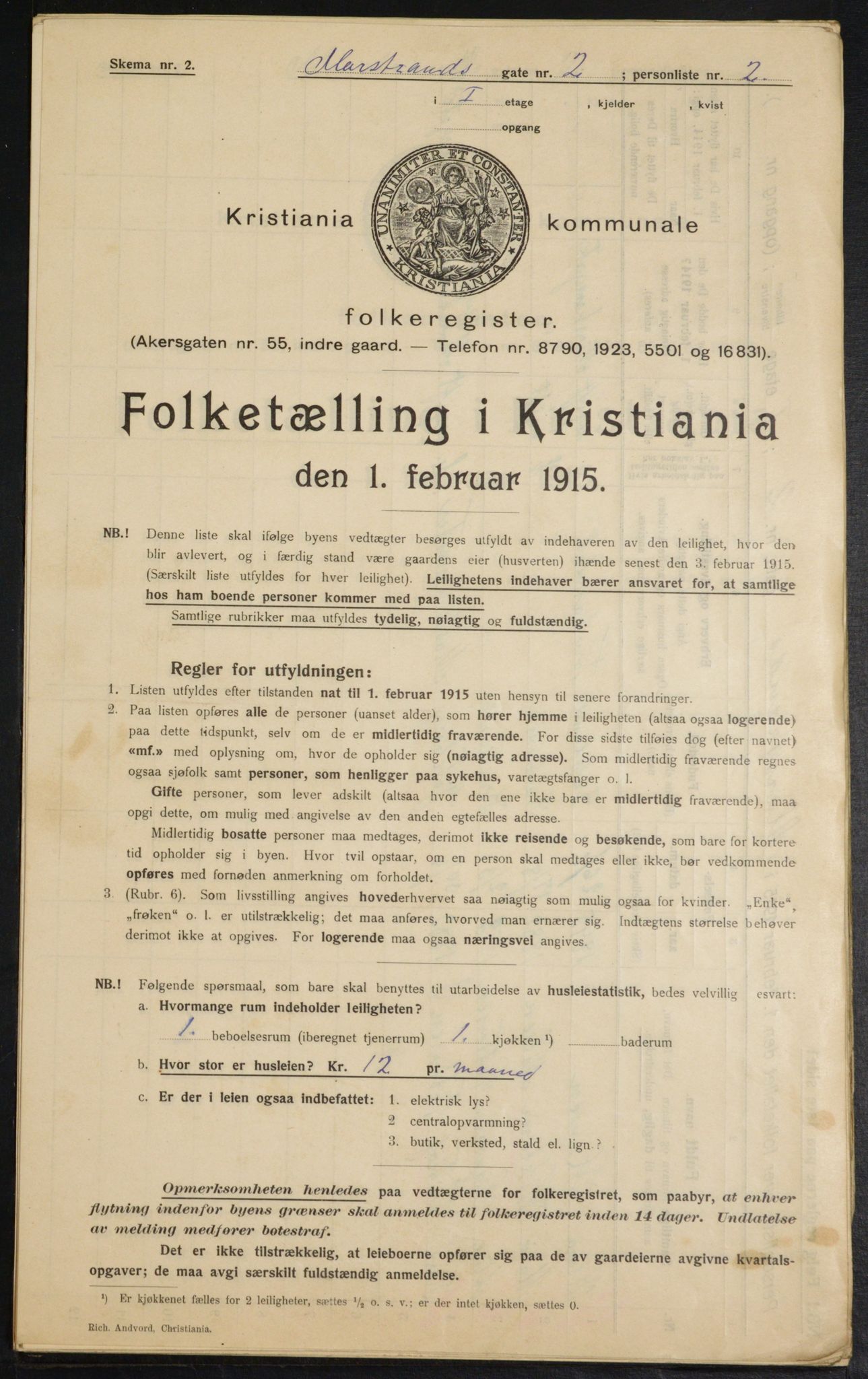 OBA, Municipal Census 1915 for Kristiania, 1915, p. 64096