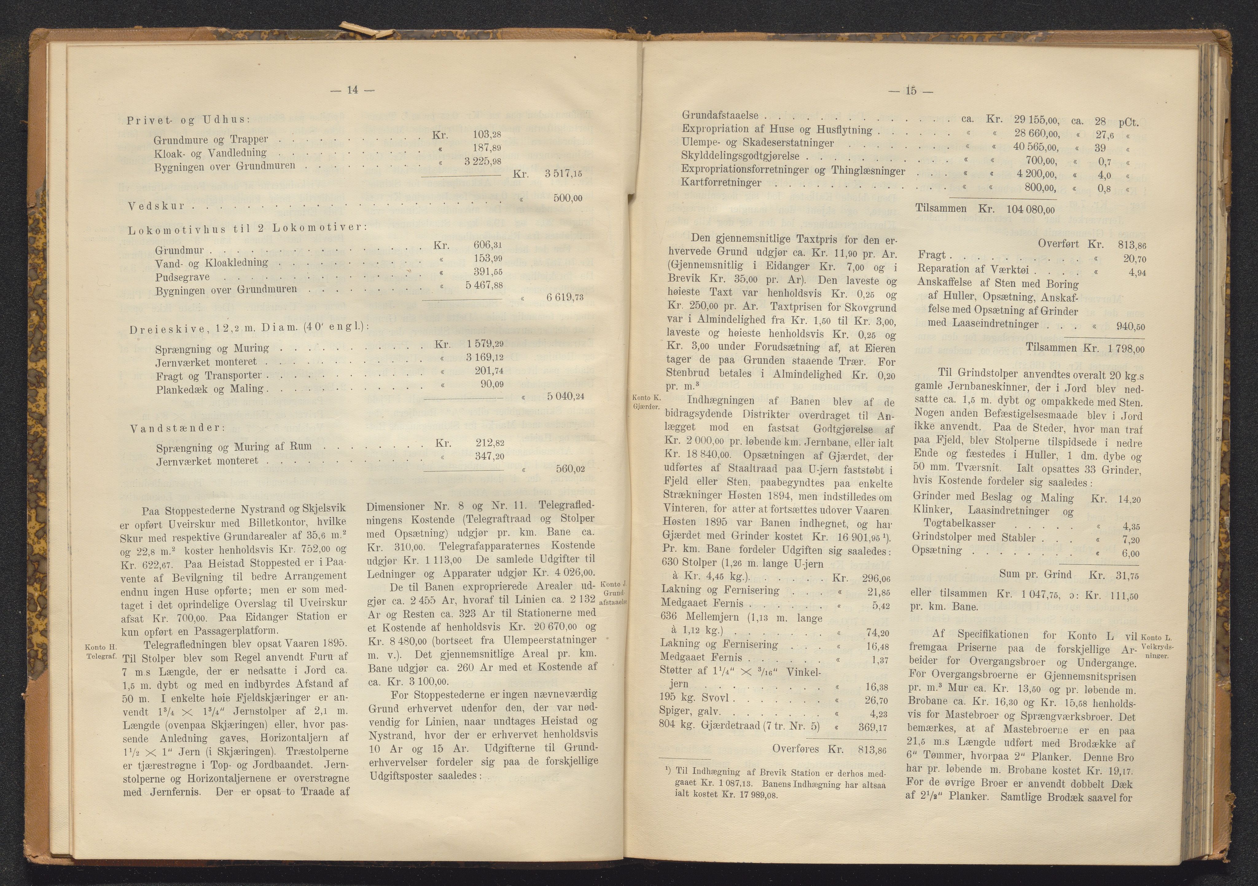 Norges Statsbaner Bibliotek (NSB), AV/SAKO-A-355/E/Ea/L0162/0001: Jernbanedrift (656.2) / Avslutningsrapport for jernbaneanlegg Eidanger - Brevik / Hamar - Sel / Kristiansand - Byglandsfjord / Kongsvinger - Flisa, 1899