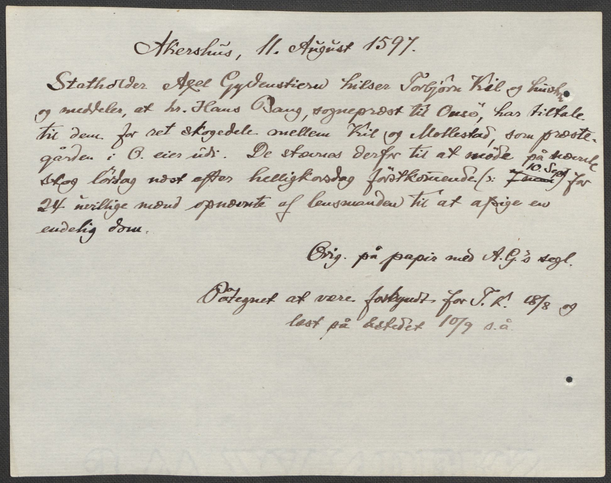 Riksarkivets diplomsamling, AV/RA-EA-5965/F15/L0003: Prestearkiv - Østfold, 1594-1700, p. 133