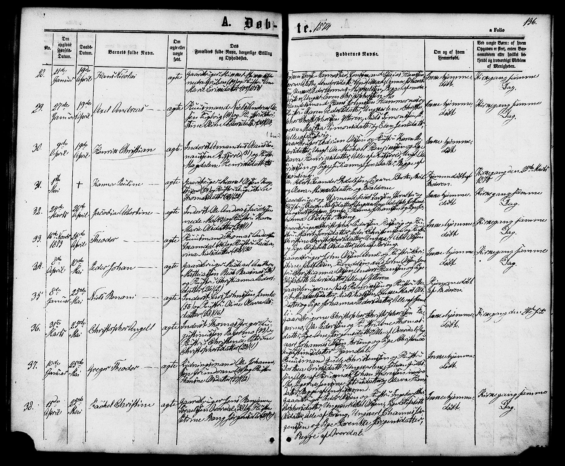Ministerialprotokoller, klokkerbøker og fødselsregistre - Nordland, SAT/A-1459/827/L0393: Parish register (official) no. 827A05, 1863-1883, p. 136