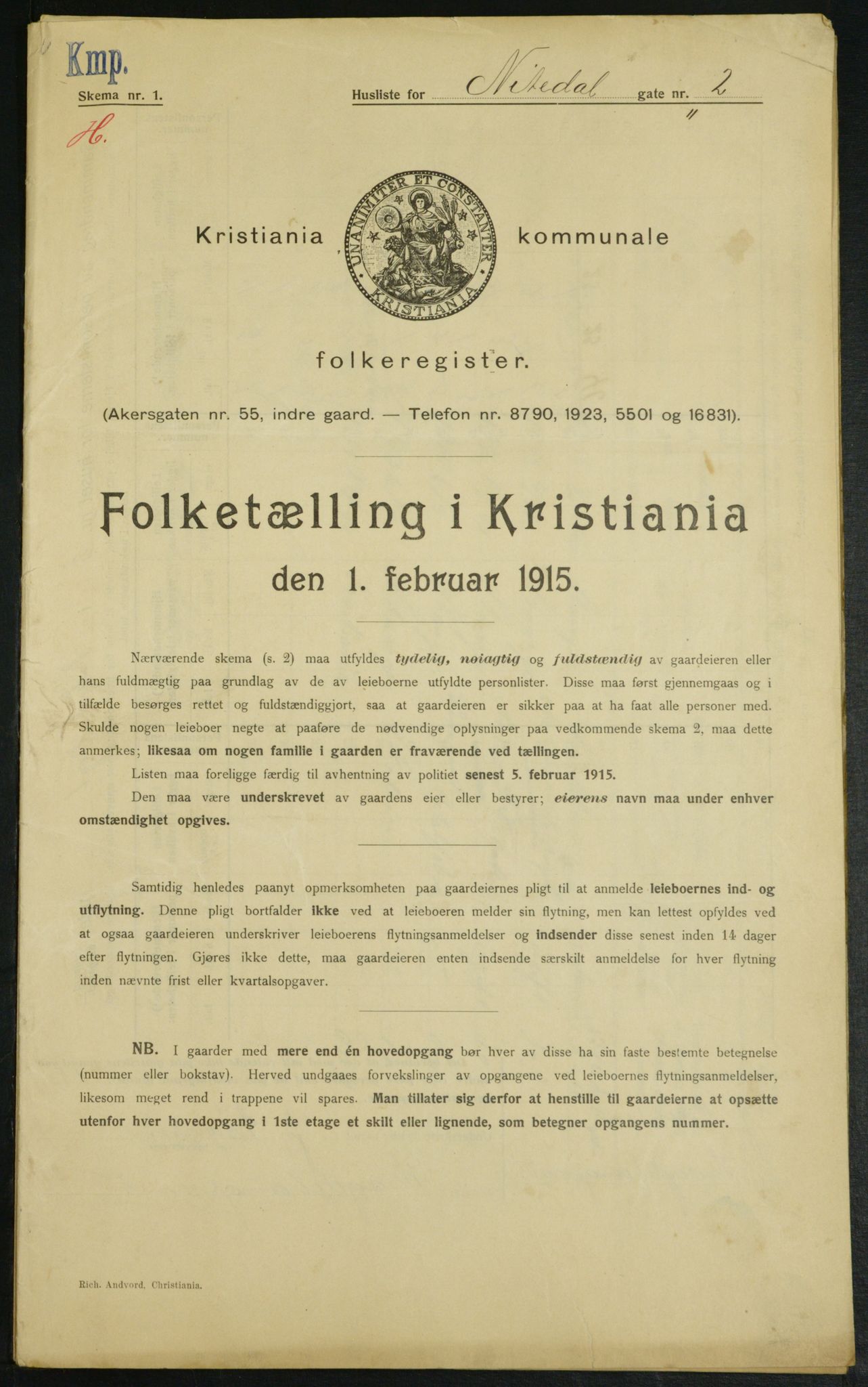 OBA, Municipal Census 1915 for Kristiania, 1915, p. 70645