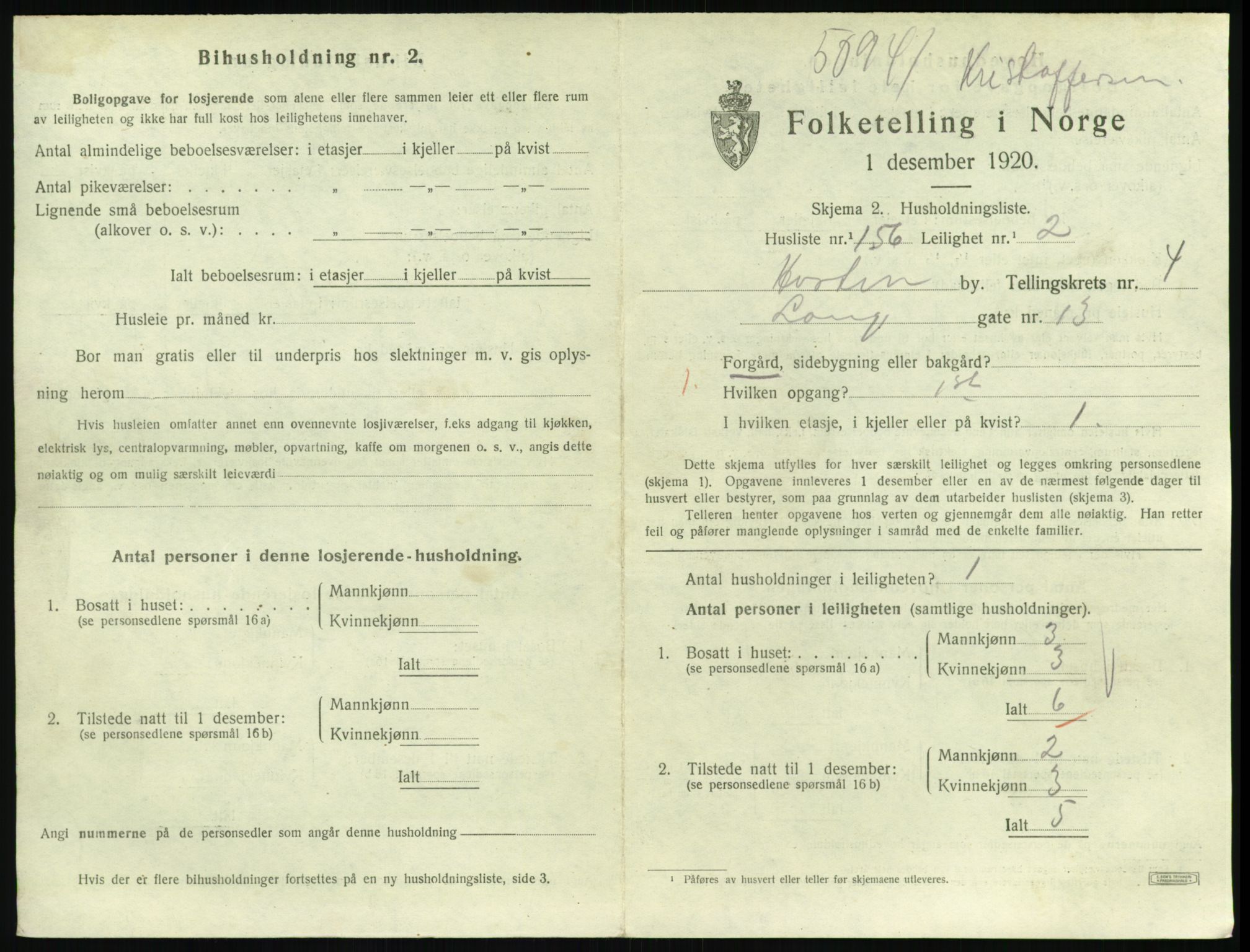 SAKO, 1920 census for Horten, 1920, p. 5609
