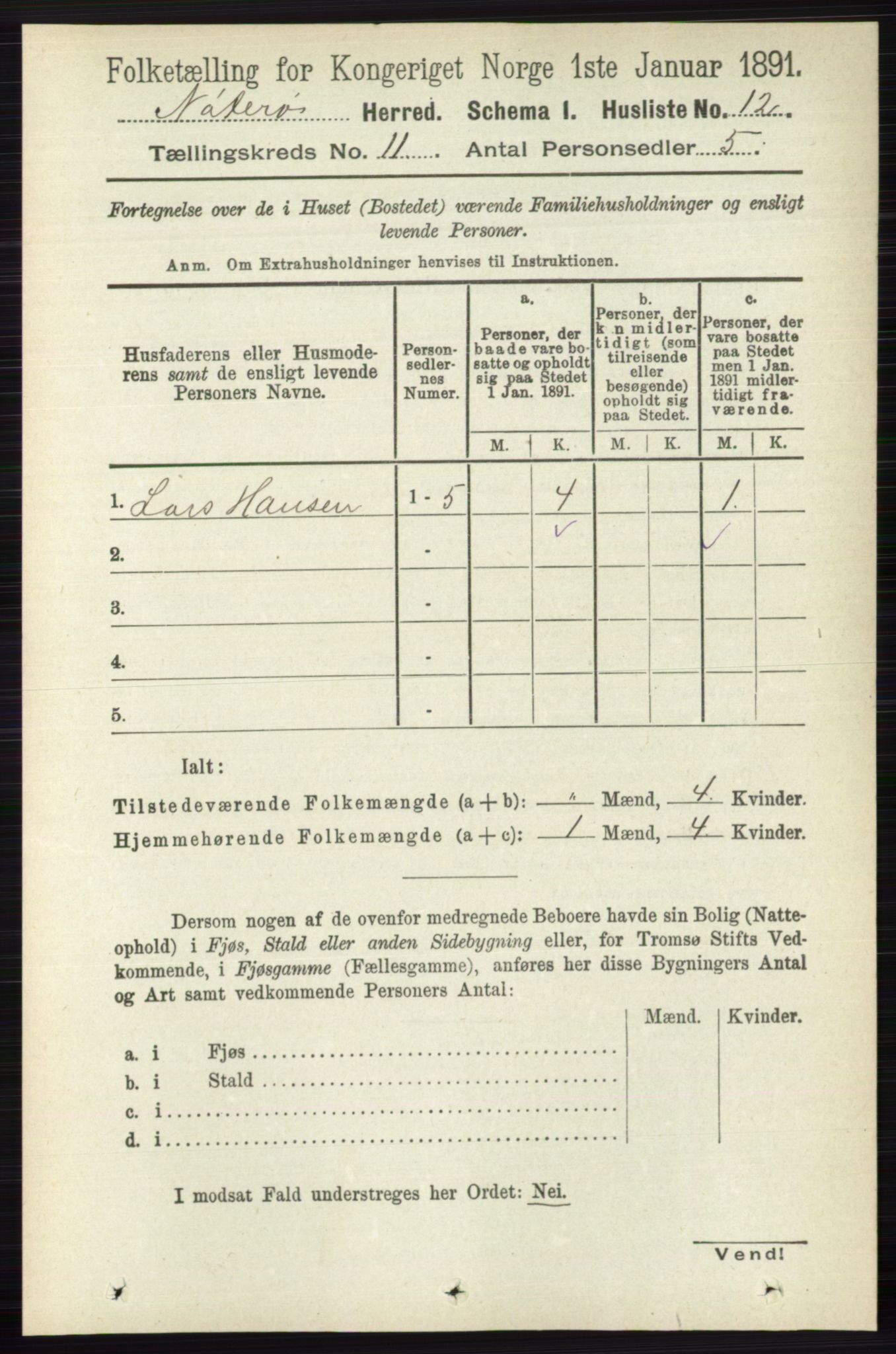 RA, 1891 census for 0722 Nøtterøy, 1891, p. 5748