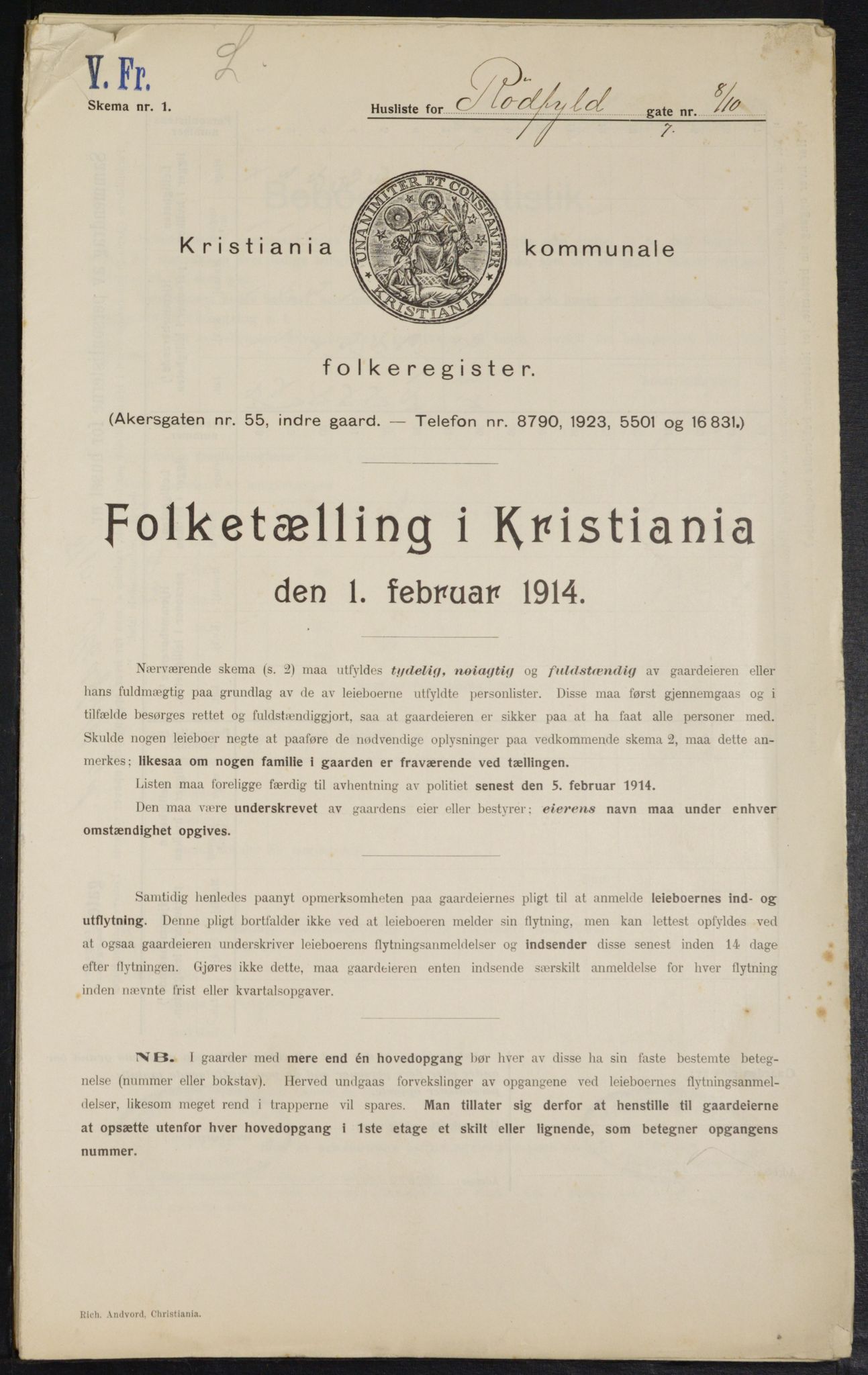 OBA, Municipal Census 1914 for Kristiania, 1914, p. 85723