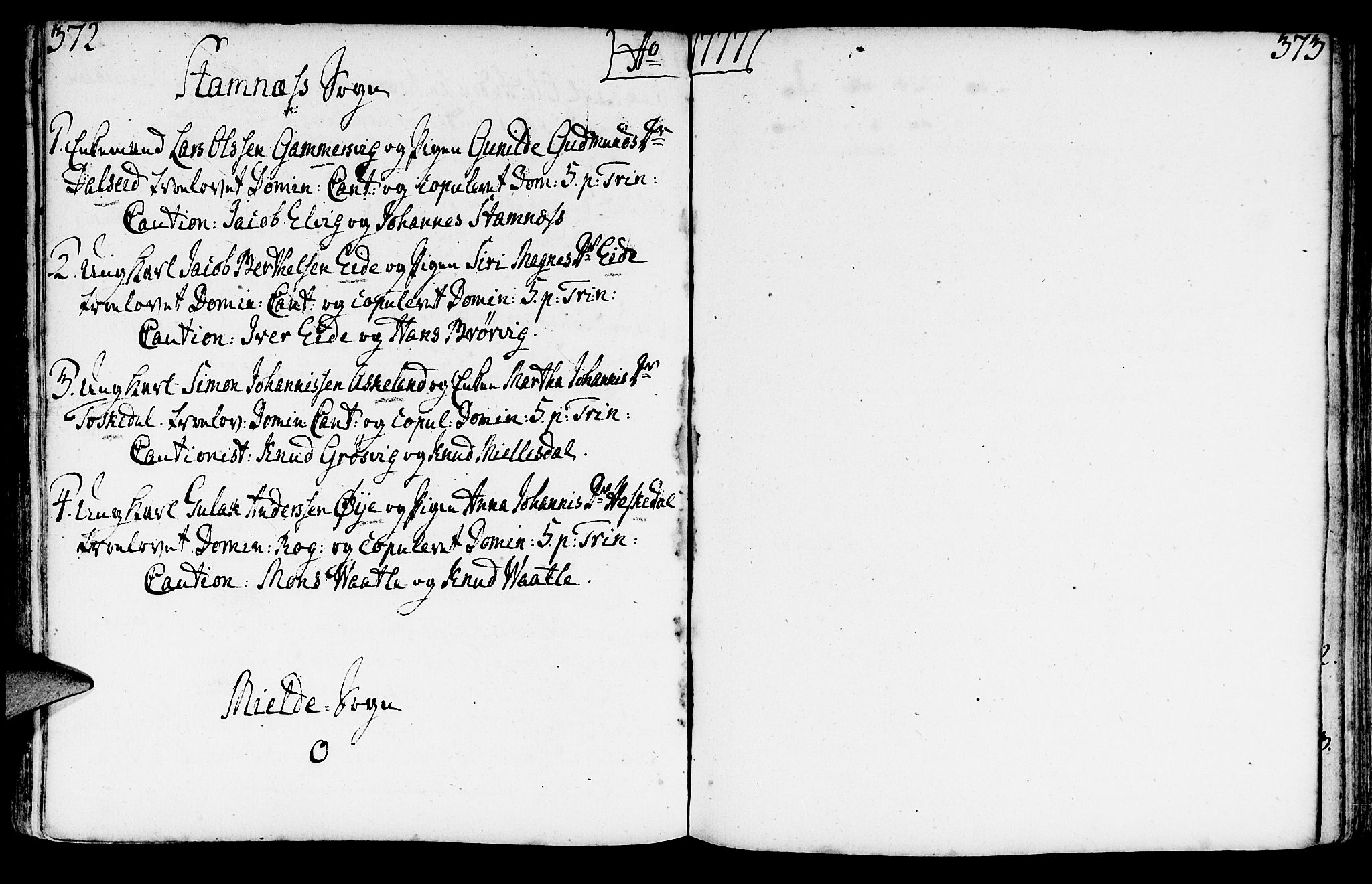 Haus sokneprestembete, AV/SAB-A-75601/H/Haa: Parish register (official) no. A 9, 1767-1781, p. 372-373