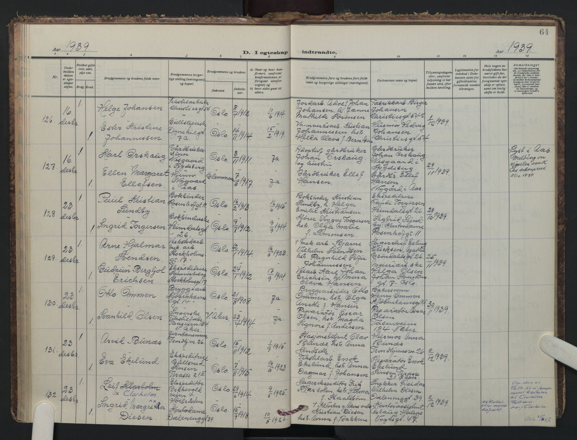 Petrus prestekontor Kirkebøker, AV/SAO-A-10872/F/Fa/L0018: Parish register (official) no. 18, 1936-1944, p. 64