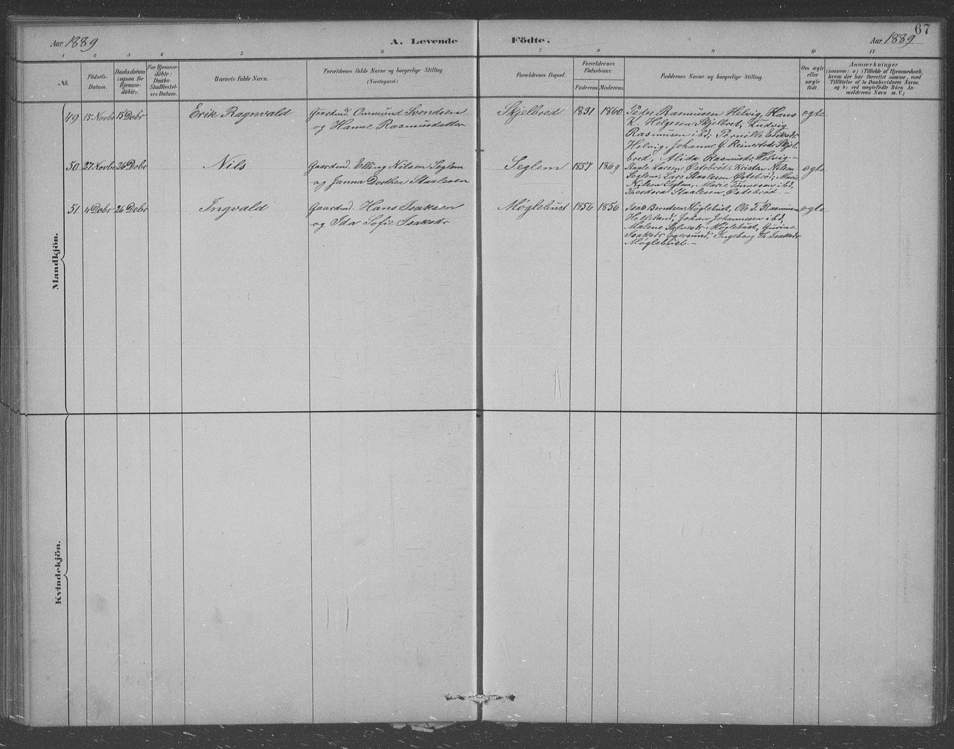 Eigersund sokneprestkontor, AV/SAST-A-101807/S09/L0007: Parish register (copy) no. B 7, 1882-1892, p. 67