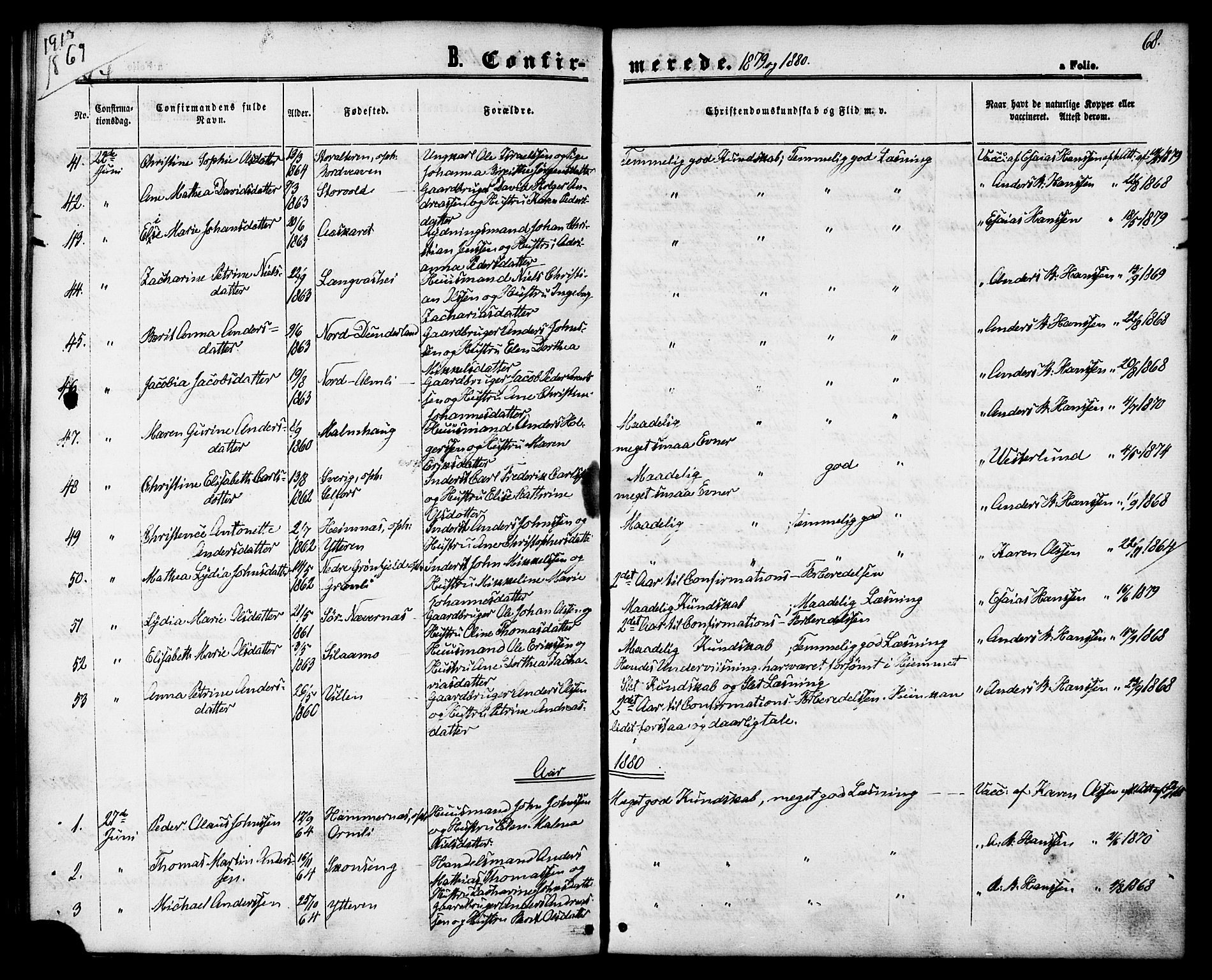 Ministerialprotokoller, klokkerbøker og fødselsregistre - Nordland, SAT/A-1459/827/L0394: Parish register (official) no. 827A06, 1865-1886, p. 68