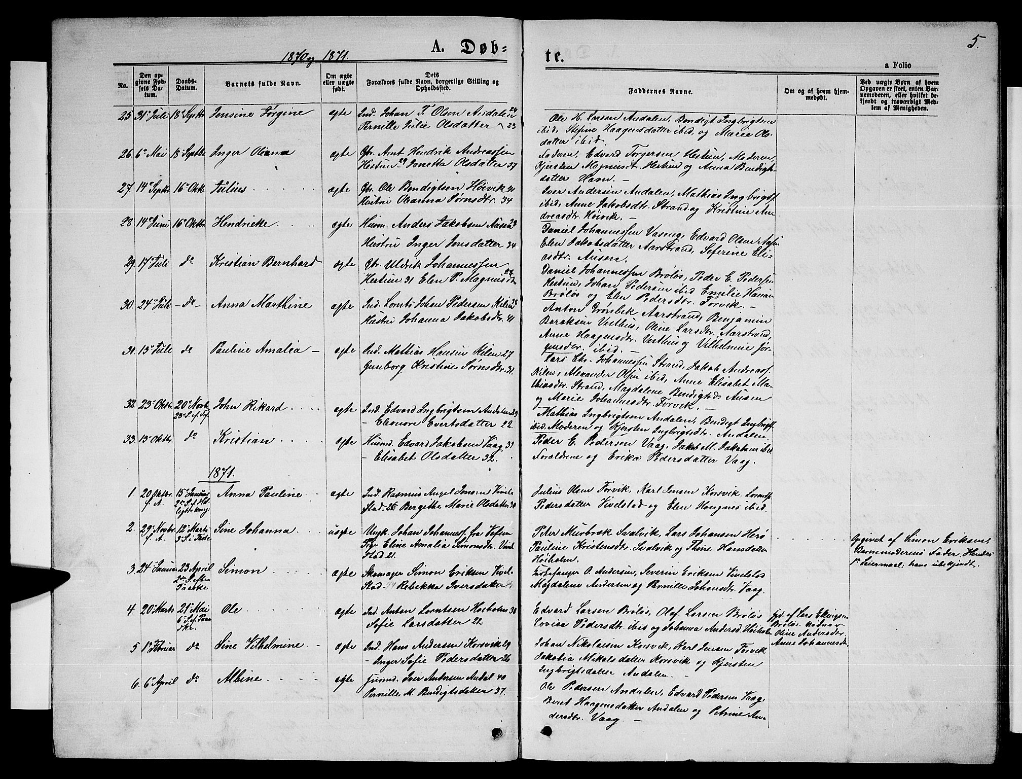 Ministerialprotokoller, klokkerbøker og fødselsregistre - Nordland, SAT/A-1459/819/L0276: Parish register (copy) no. 819C02, 1869-1887, p. 5