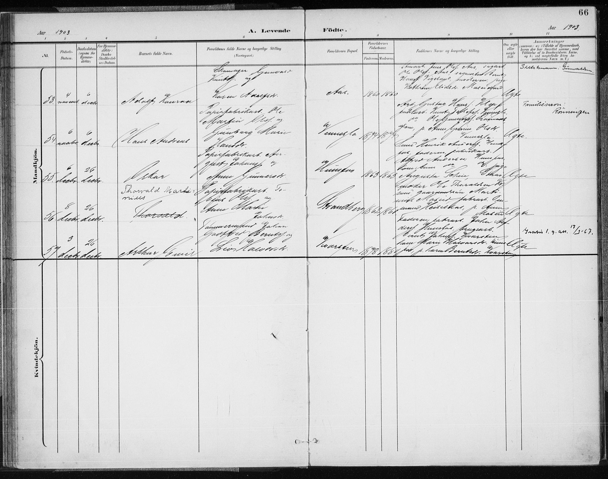 Vennesla sokneprestkontor, AV/SAK-1111-0045/Fa/Fab/L0005: Parish register (official) no. A 5, 1897-1909, p. 66