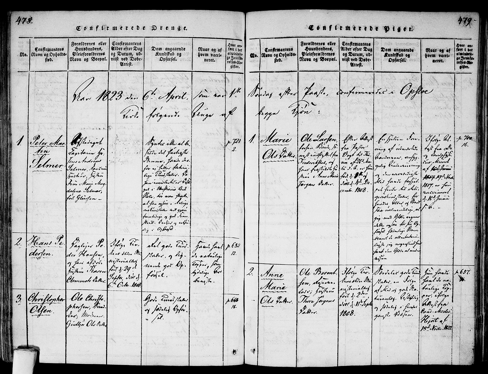 Gamlebyen prestekontor Kirkebøker, AV/SAO-A-10884/F/Fa/L0002: Parish register (official) no. 2, 1817-1829, p. 478-479