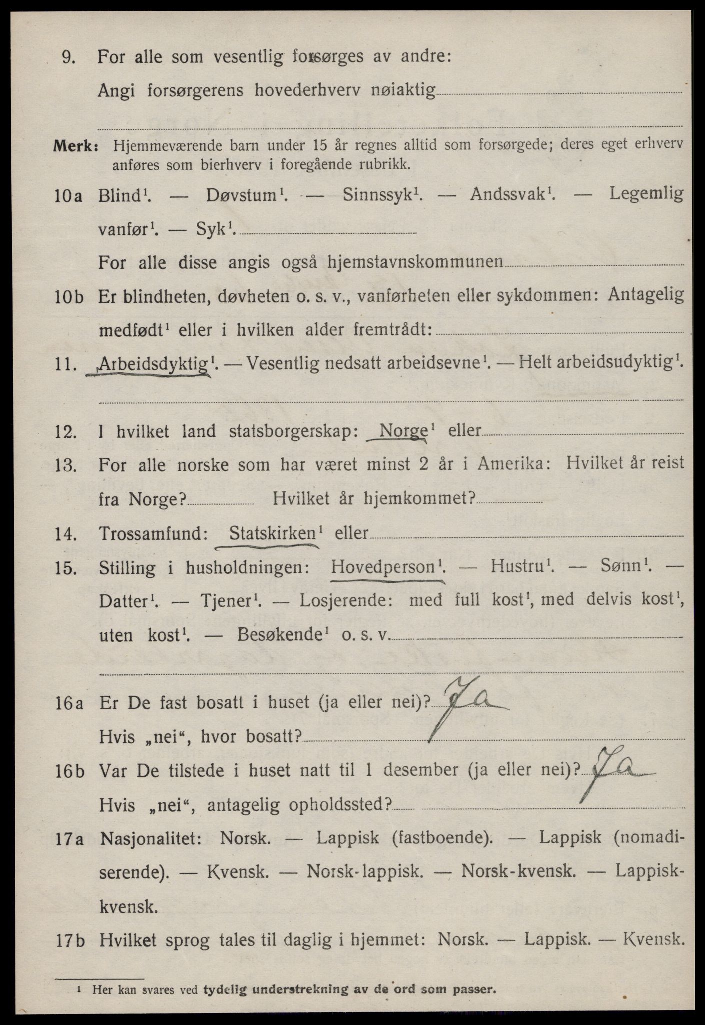 SAT, 1920 census for Ørland, 1920, p. 1580