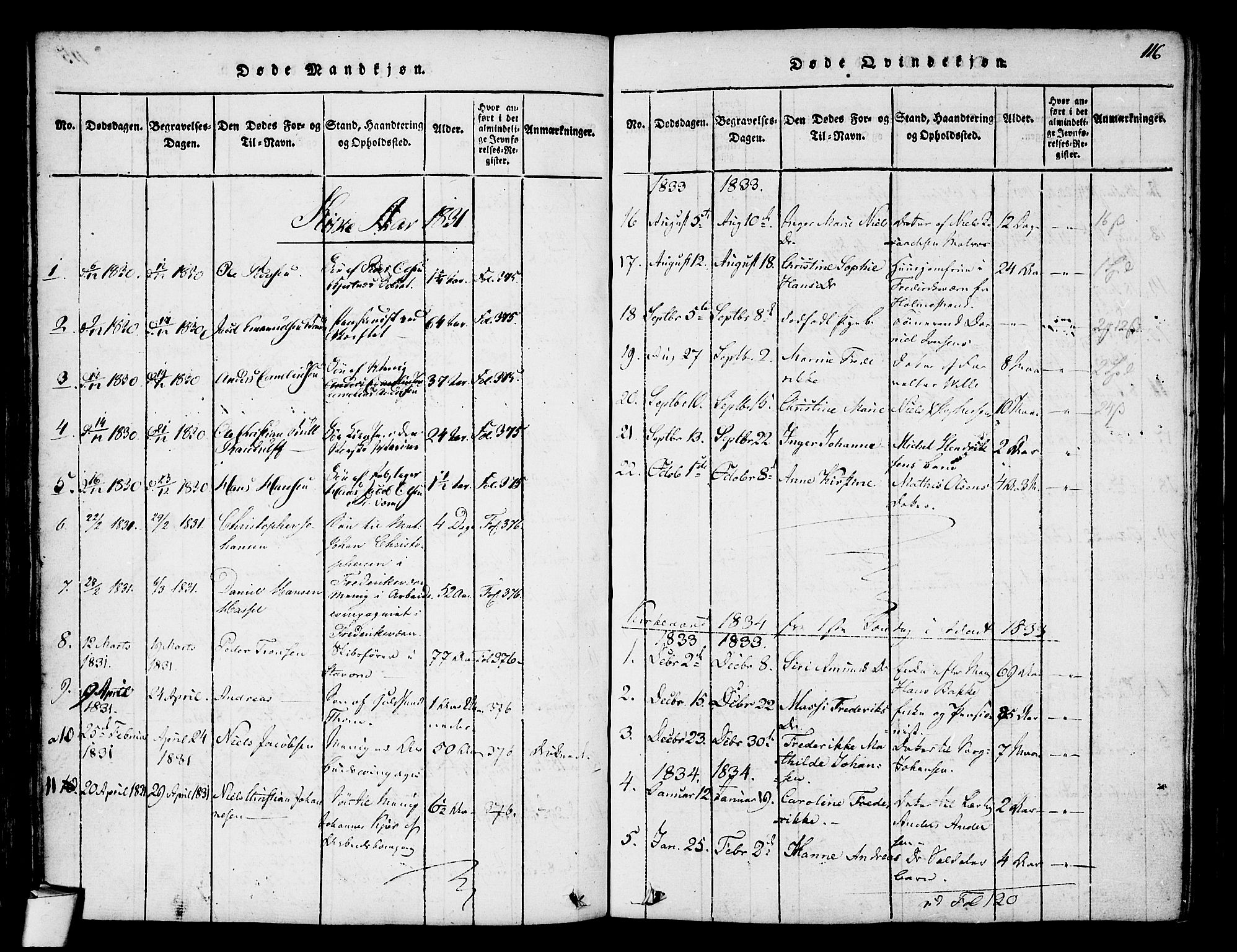 Stavern kirkebøker, AV/SAKO-A-318/F/Fa/L0006: Parish register (official) no. 6, 1816-1839, p. 116