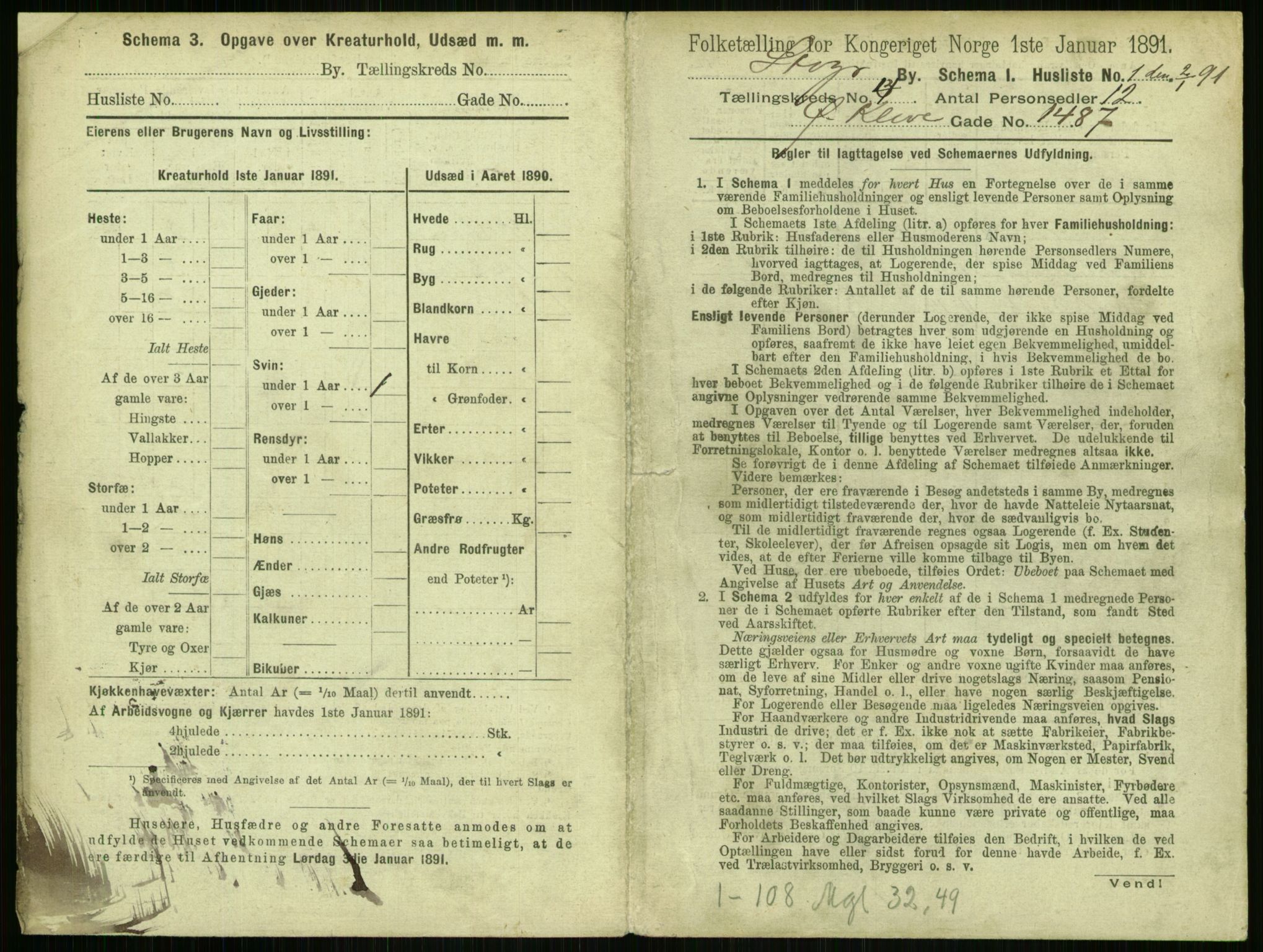 RA, 1891 census for 1103 Stavanger, 1891, p. 665