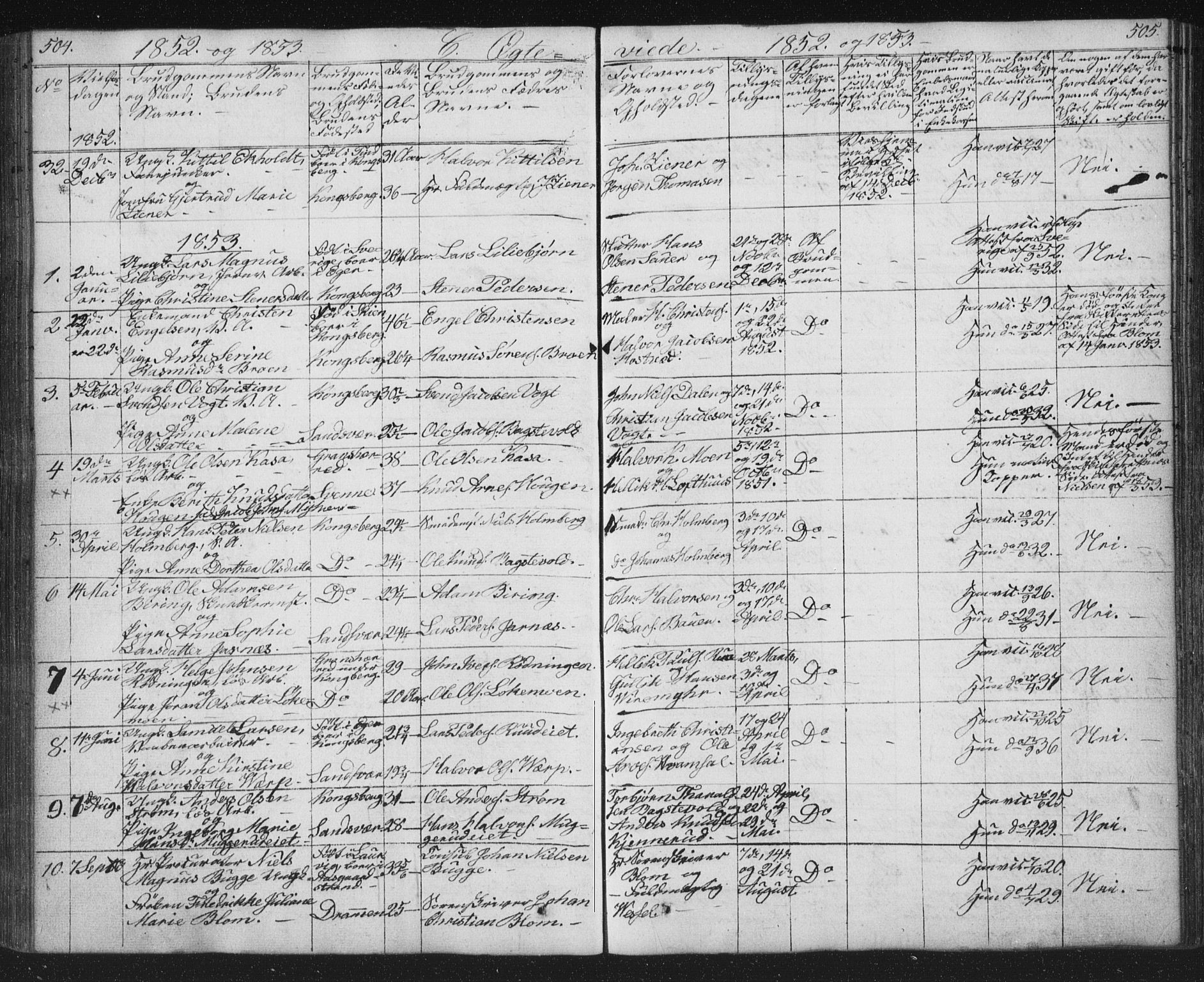 Kongsberg kirkebøker, AV/SAKO-A-22/G/Ga/L0002: Parish register (copy) no. 2, 1839-1858, p. 504-505