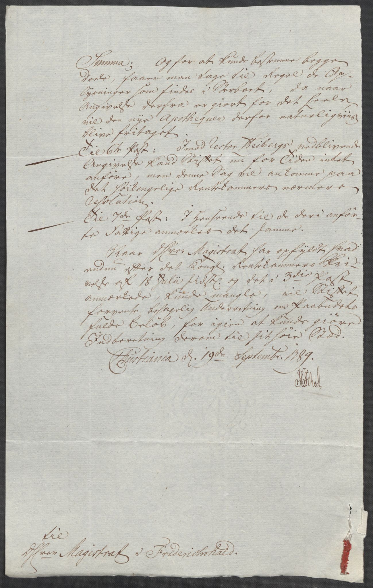 Rentekammeret inntil 1814, Reviderte regnskaper, Mindre regnskaper, AV/RA-EA-4068/Rf/Rfe/L0008: Kristiansand. Kristiansund. Fredrikshald (Halden), 1789, p. 282