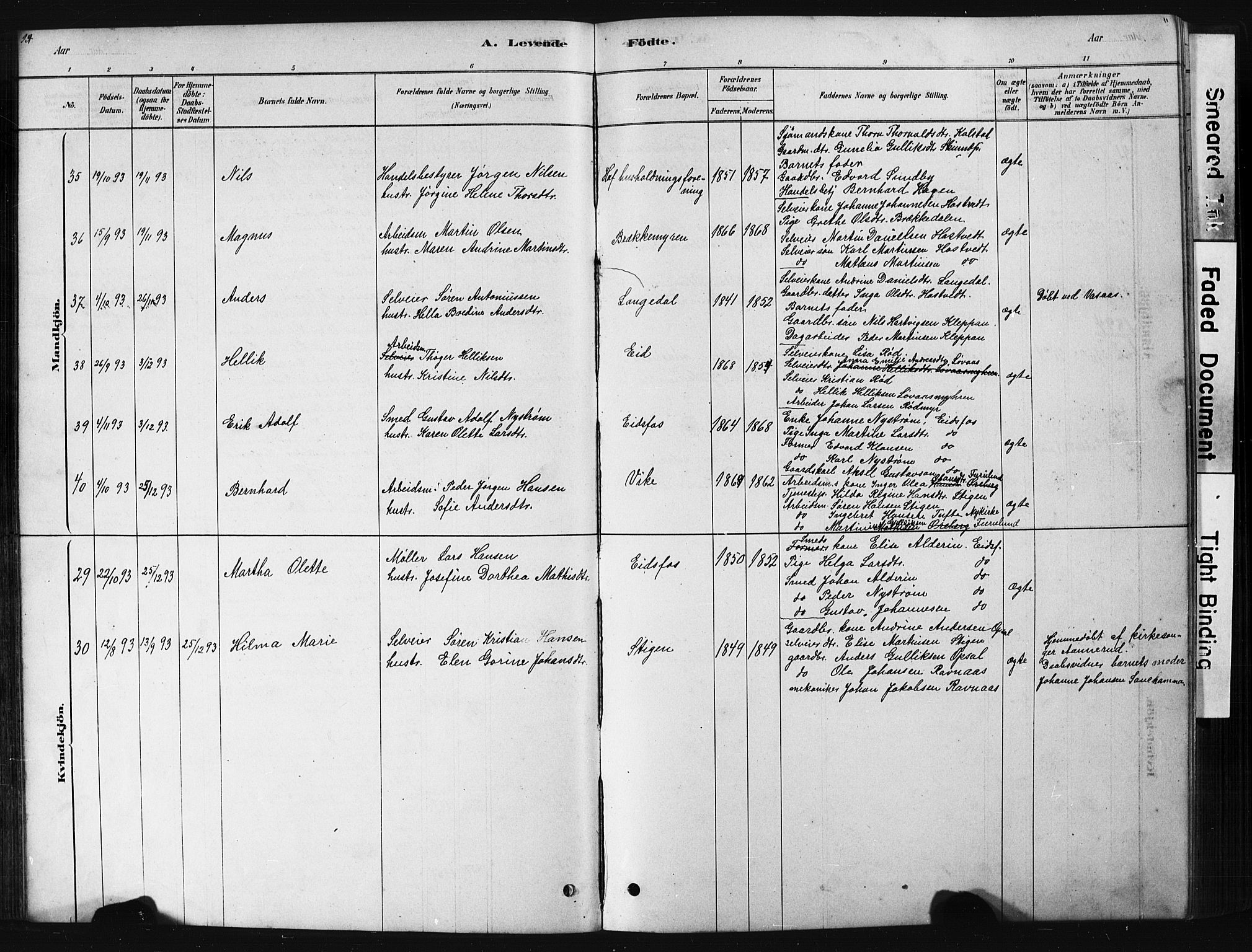 Hof kirkebøker, AV/SAKO-A-64/G/Ga/L0004: Parish register (copy) no. I 4, 1878-1930, p. 94