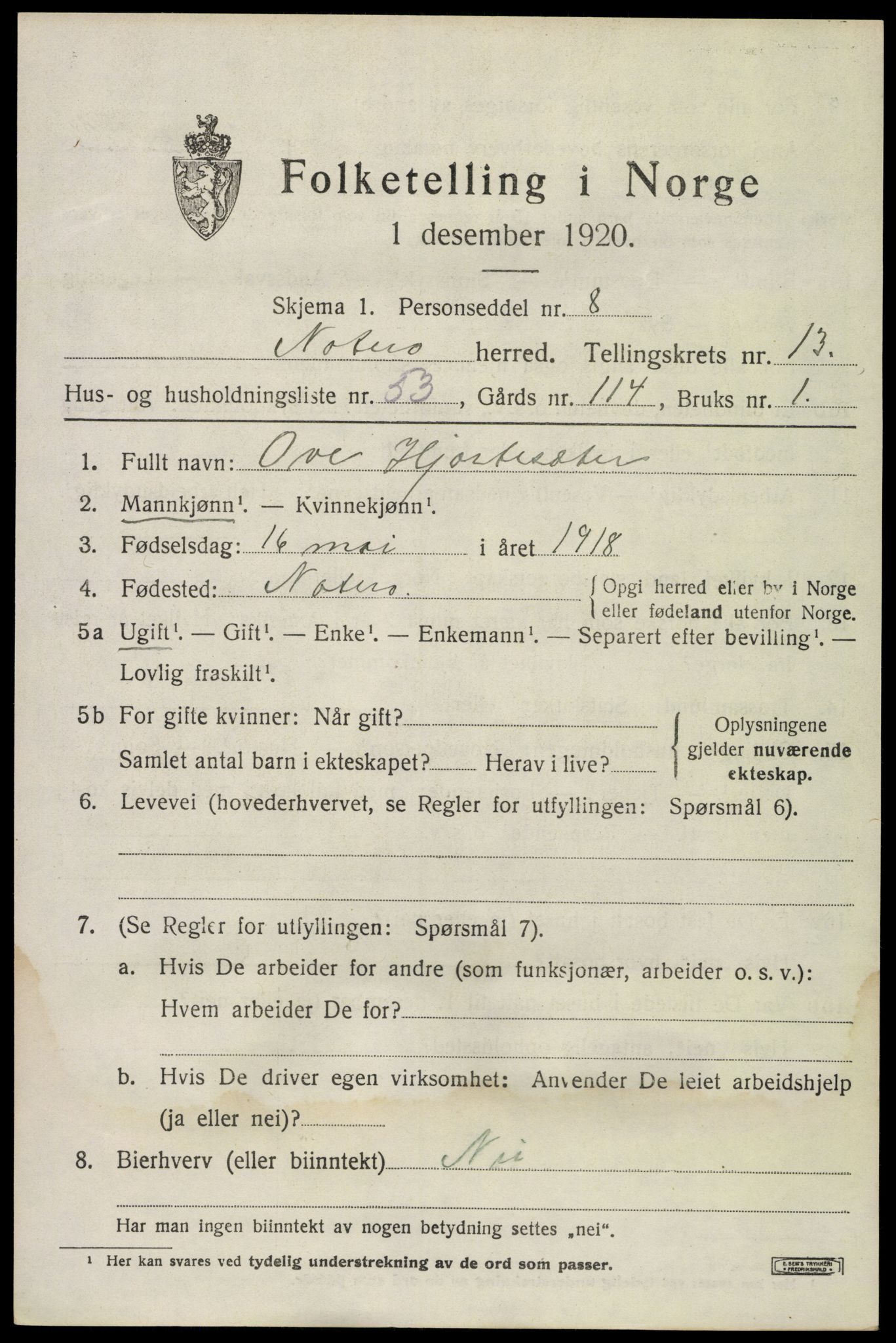 SAKO, 1920 census for Nøtterøy, 1920, p. 15749
