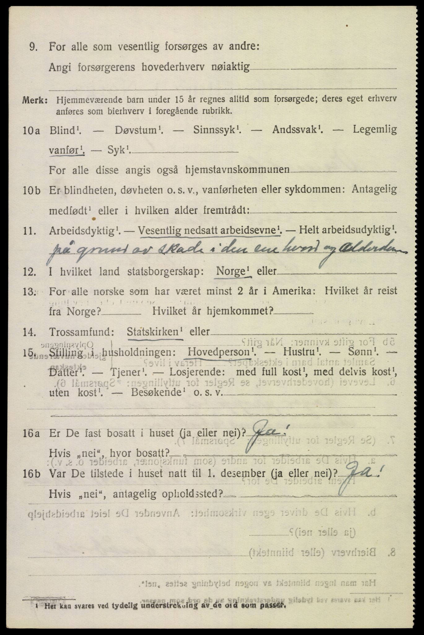 SAK, 1920 census for Vennesla, 1920, p. 3083