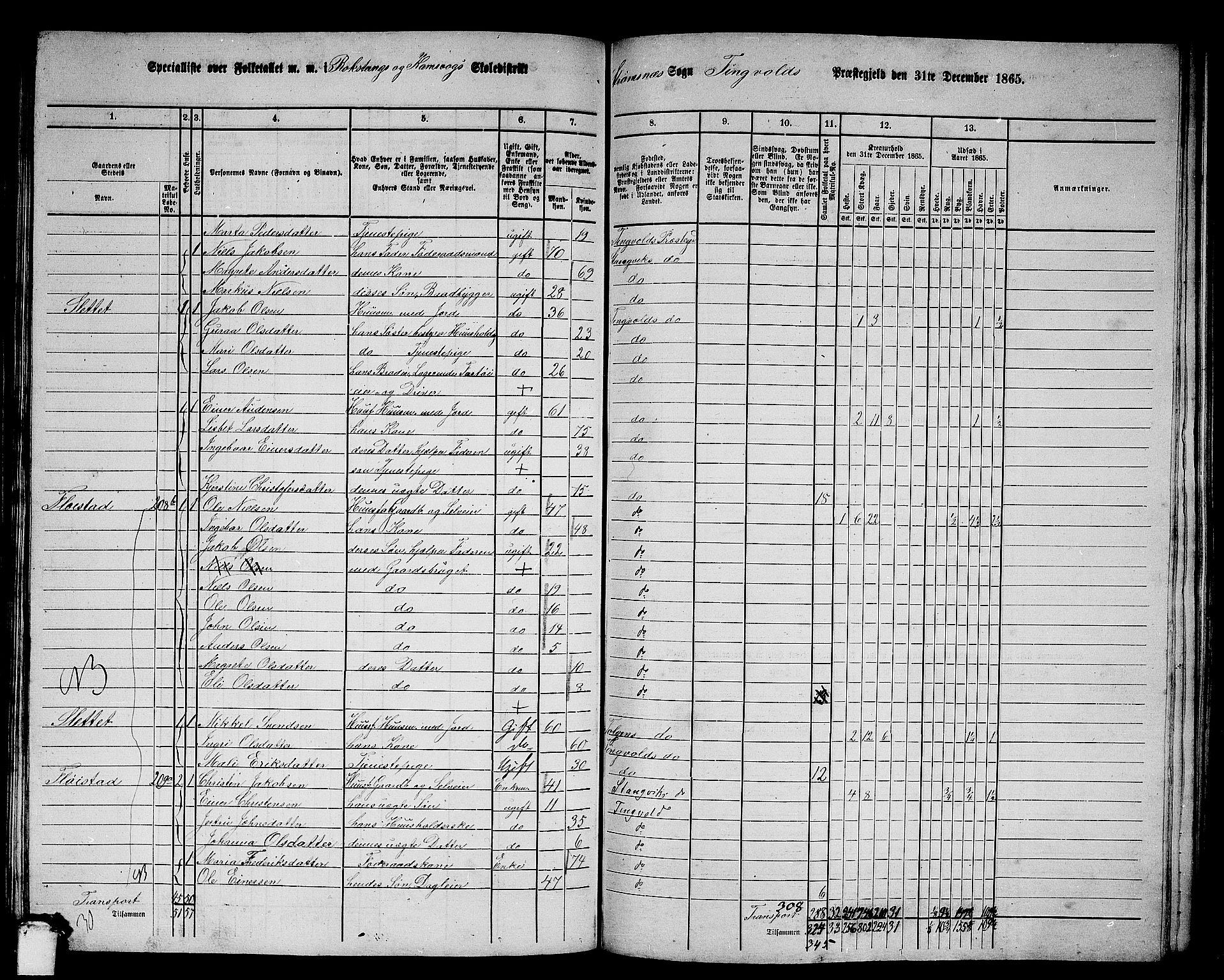 RA, 1865 census for Tingvoll, 1865, p. 157