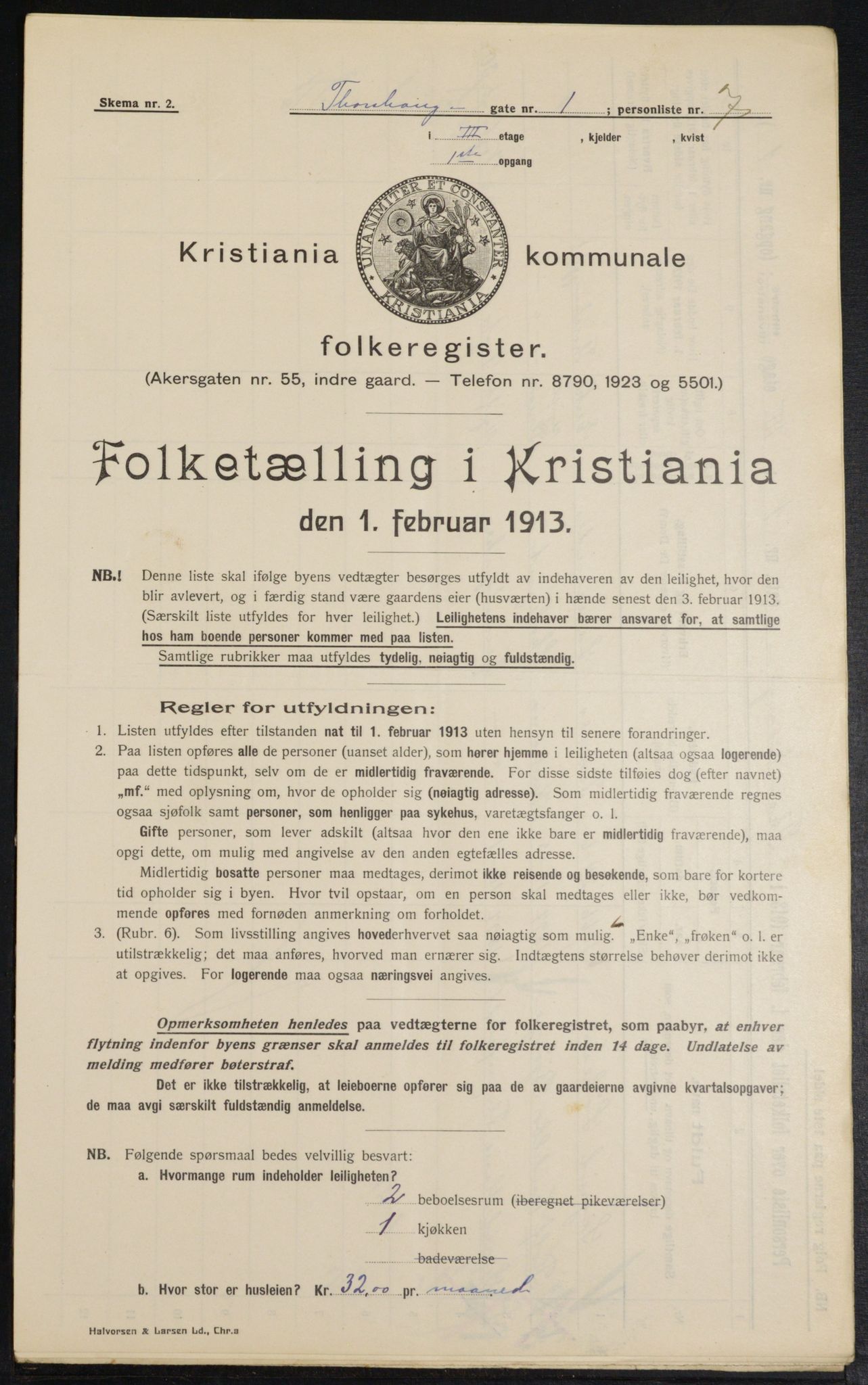 OBA, Municipal Census 1913 for Kristiania, 1913, p. 114410