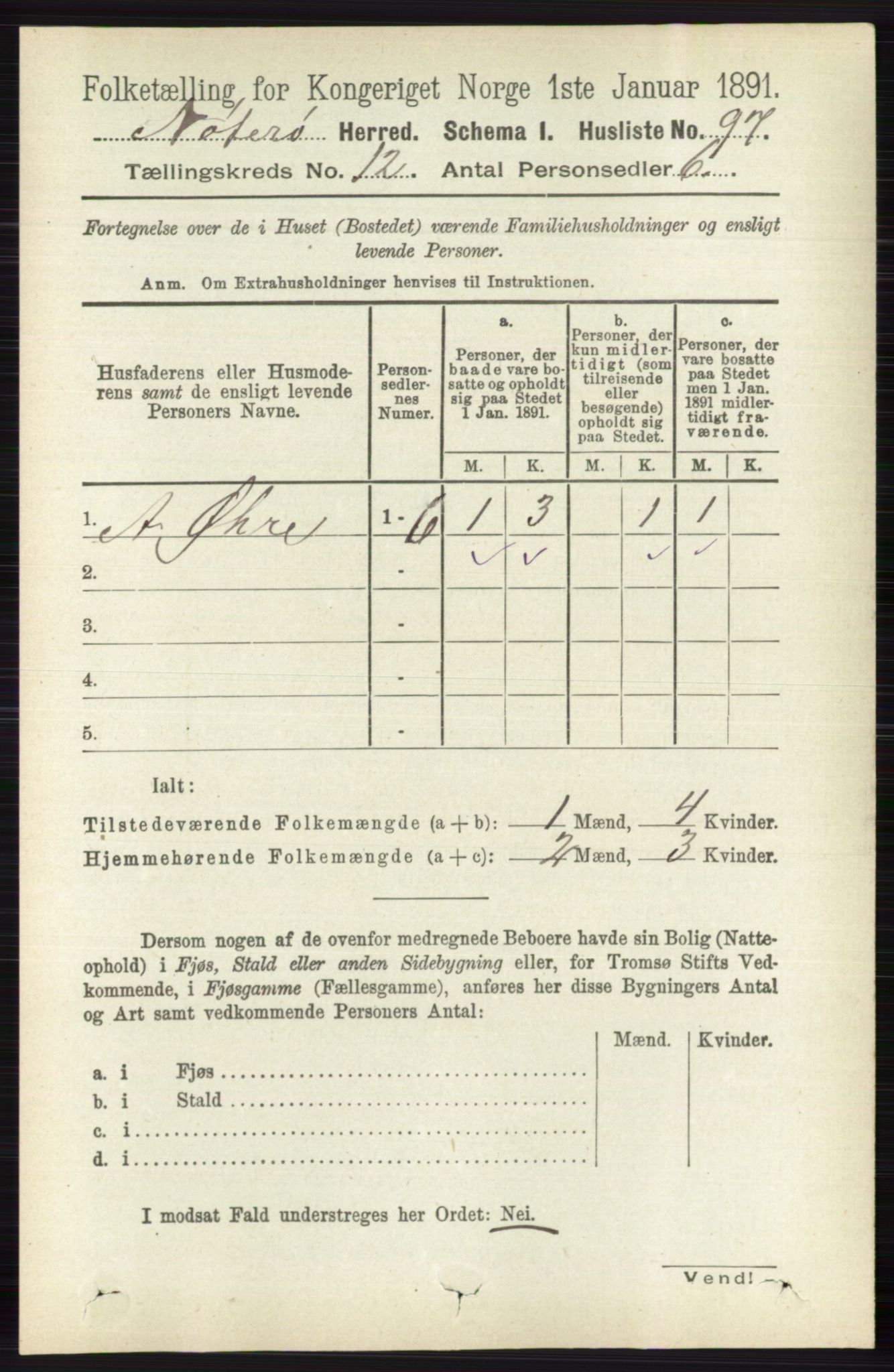 RA, 1891 census for 0722 Nøtterøy, 1891, p. 6374