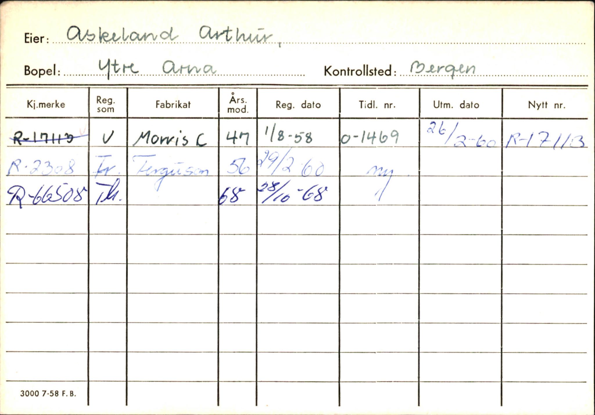 Statens vegvesen, Hordaland vegkontor, AV/SAB-A-5201/2/Ha/L0002: R-eierkort A, 1920-1971, p. 1010