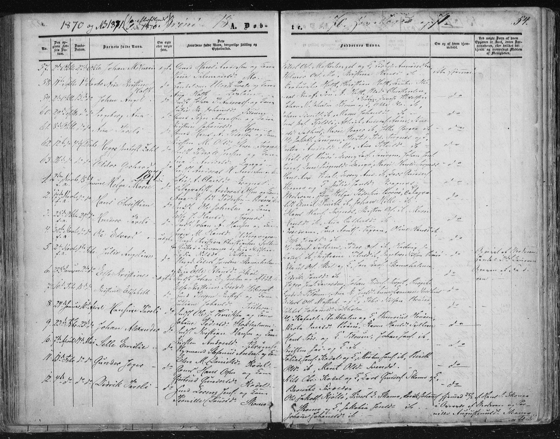 Ministerialprotokoller, klokkerbøker og fødselsregistre - Nordland, SAT/A-1459/813/L0198: Parish register (official) no. 813A08, 1834-1874, p. 54