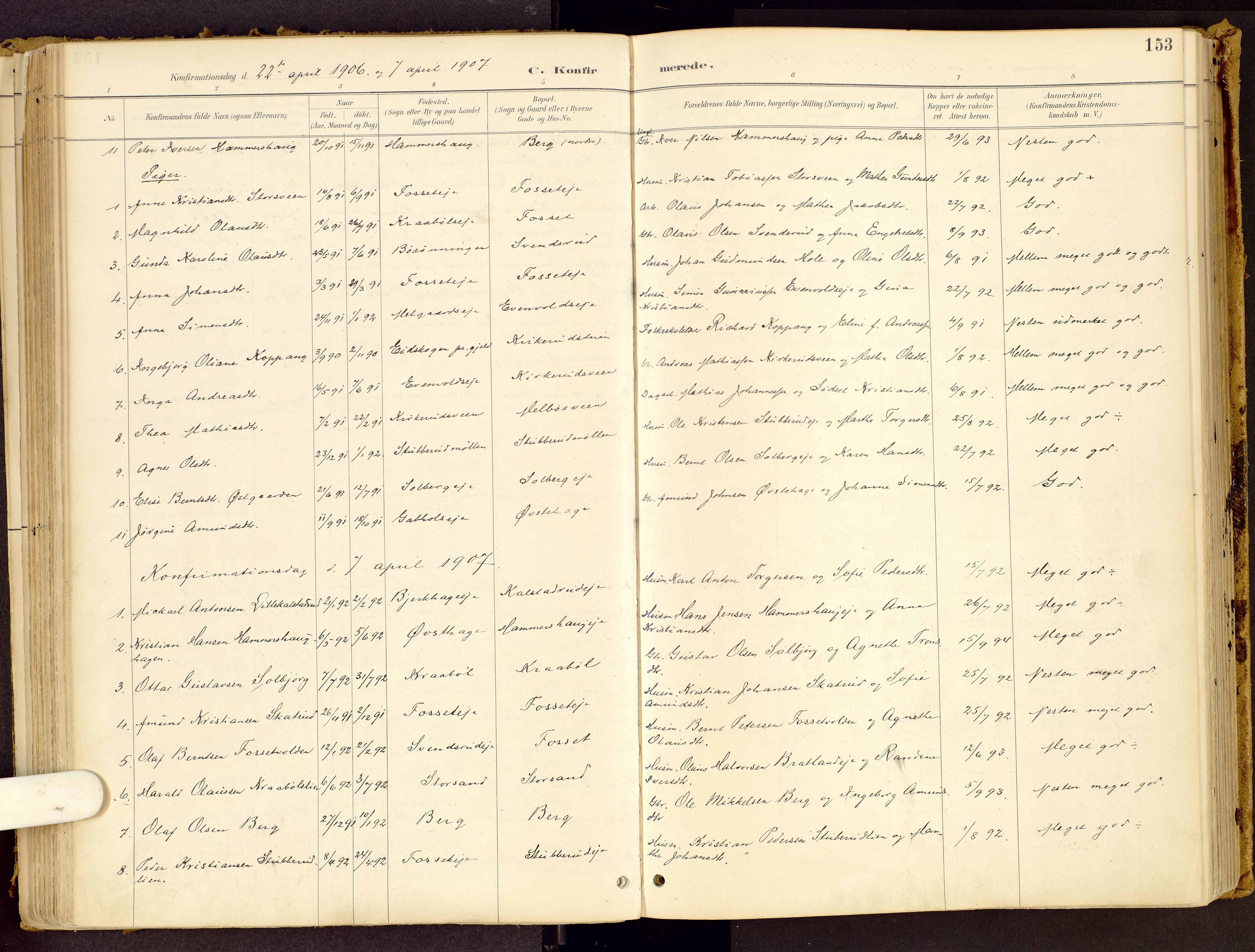 Vestre Gausdal prestekontor, SAH/PREST-094/H/Ha/Haa/L0001: Parish register (official) no. 1, 1887-1914, p. 153