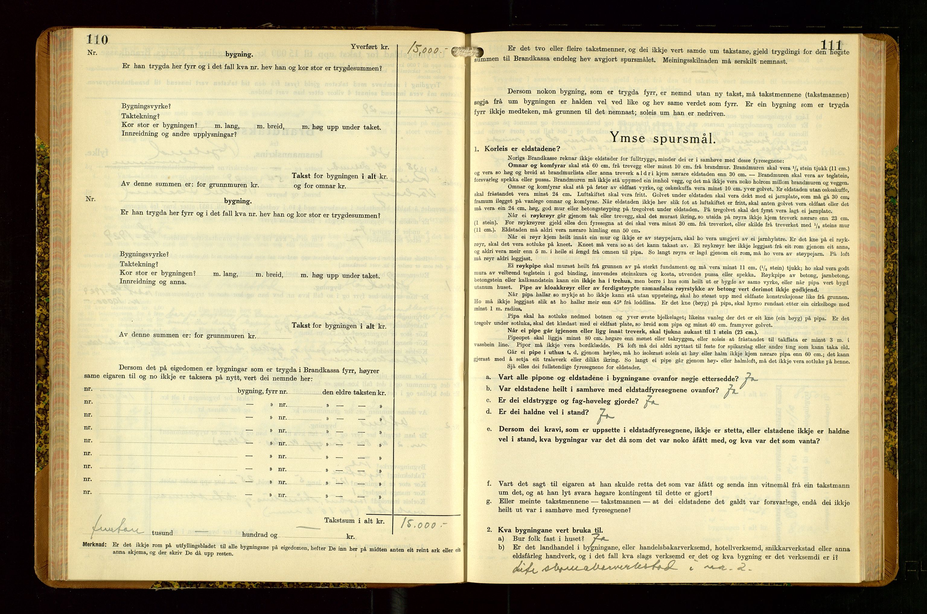 Hå lensmannskontor, SAST/A-100456/Goa/L0007: Takstprotokoll (skjema), 1938-1949, p. 110-111