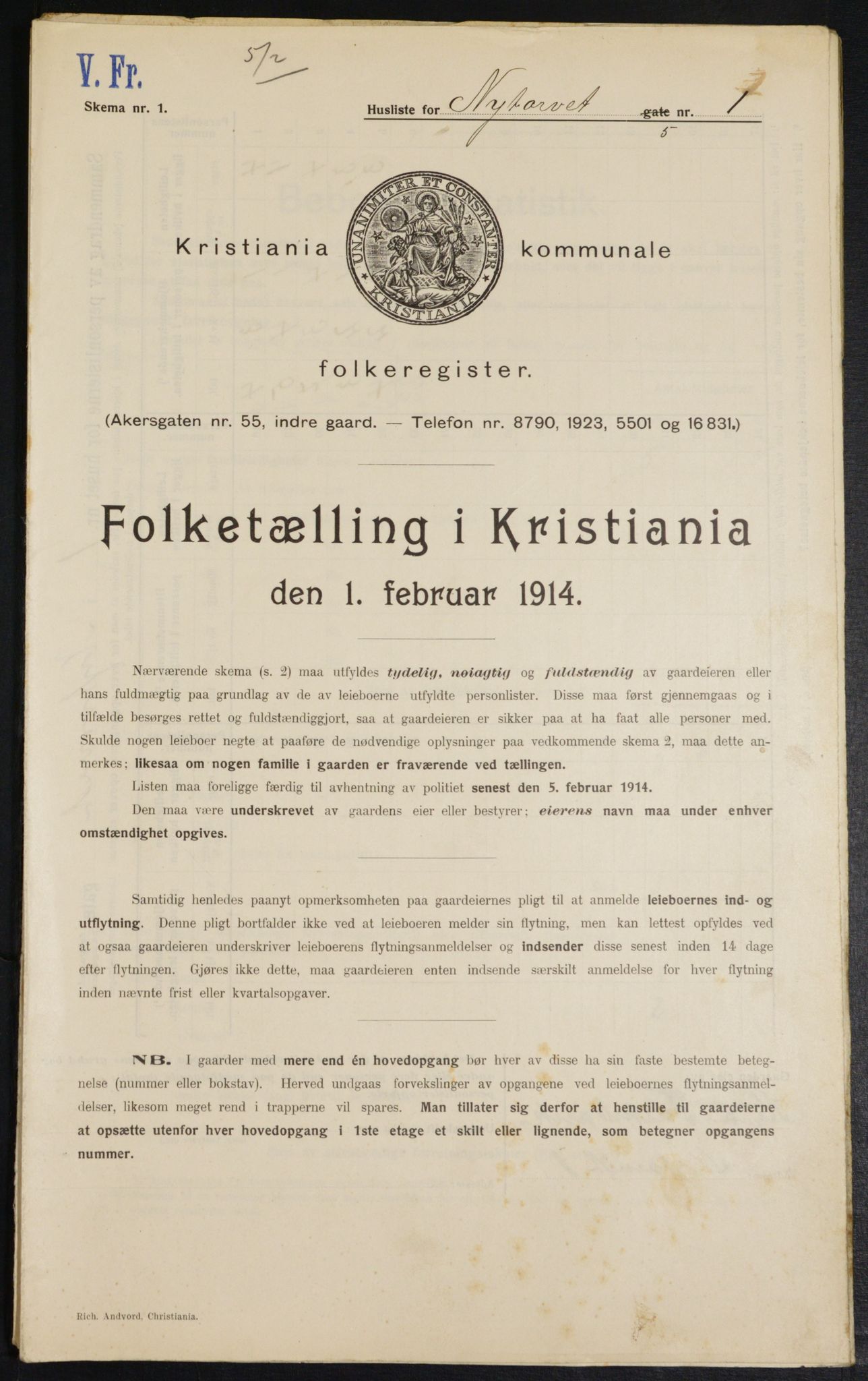 OBA, Municipal Census 1914 for Kristiania, 1914, p. 74019