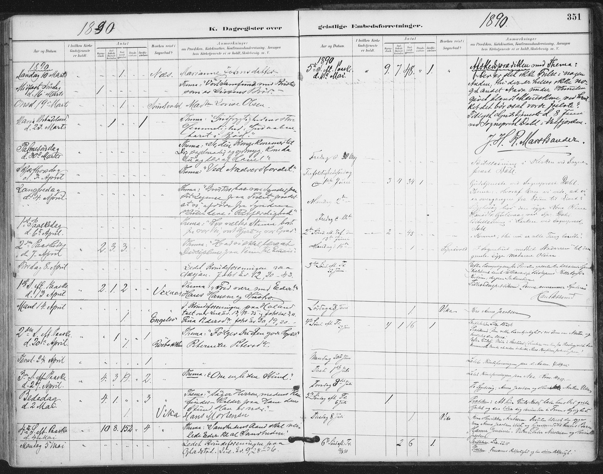 Ministerialprotokoller, klokkerbøker og fødselsregistre - Nordland, AV/SAT-A-1459/816/L0244: Parish register (official) no. 816A10, 1886-1903, p. 351