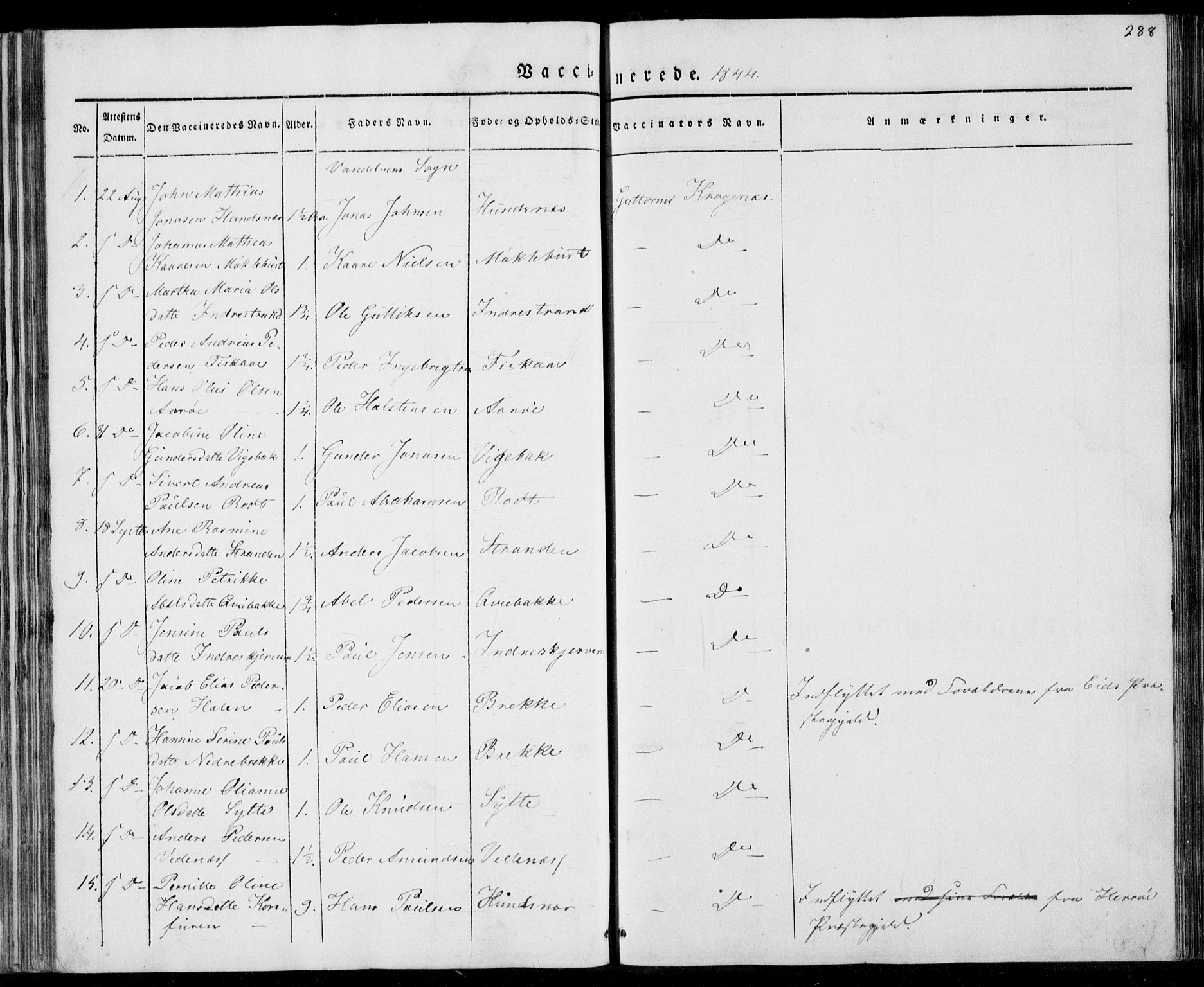 Ministerialprotokoller, klokkerbøker og fødselsregistre - Møre og Romsdal, AV/SAT-A-1454/501/L0005: Parish register (official) no. 501A05, 1831-1844, p. 288