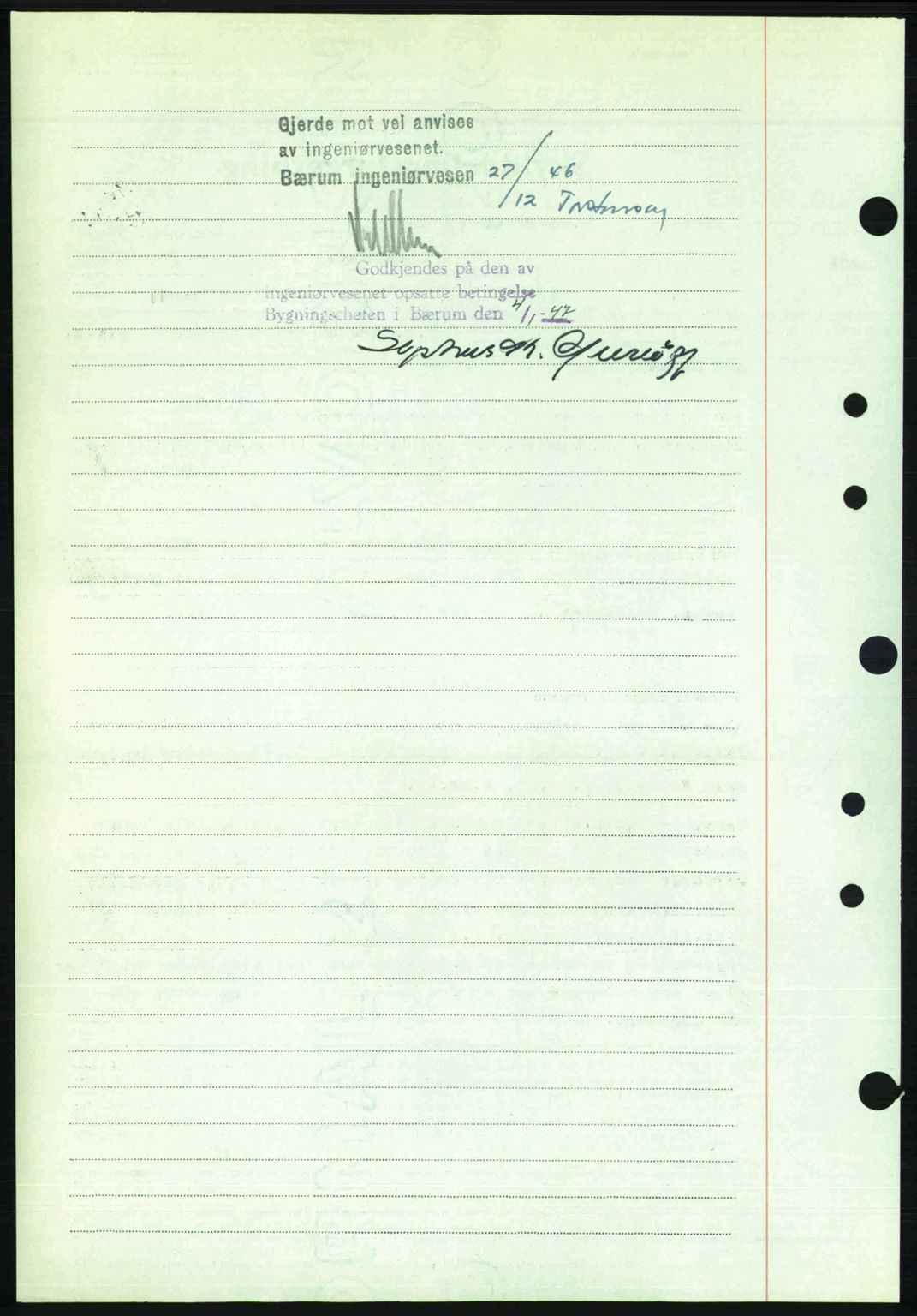 Aker herredsskriveri, AV/SAO-A-10896/G/Gb/Gbb/Gbbb/L0036: Mortgage book no. A82, 1946-1947, Diary no: : 196/1947