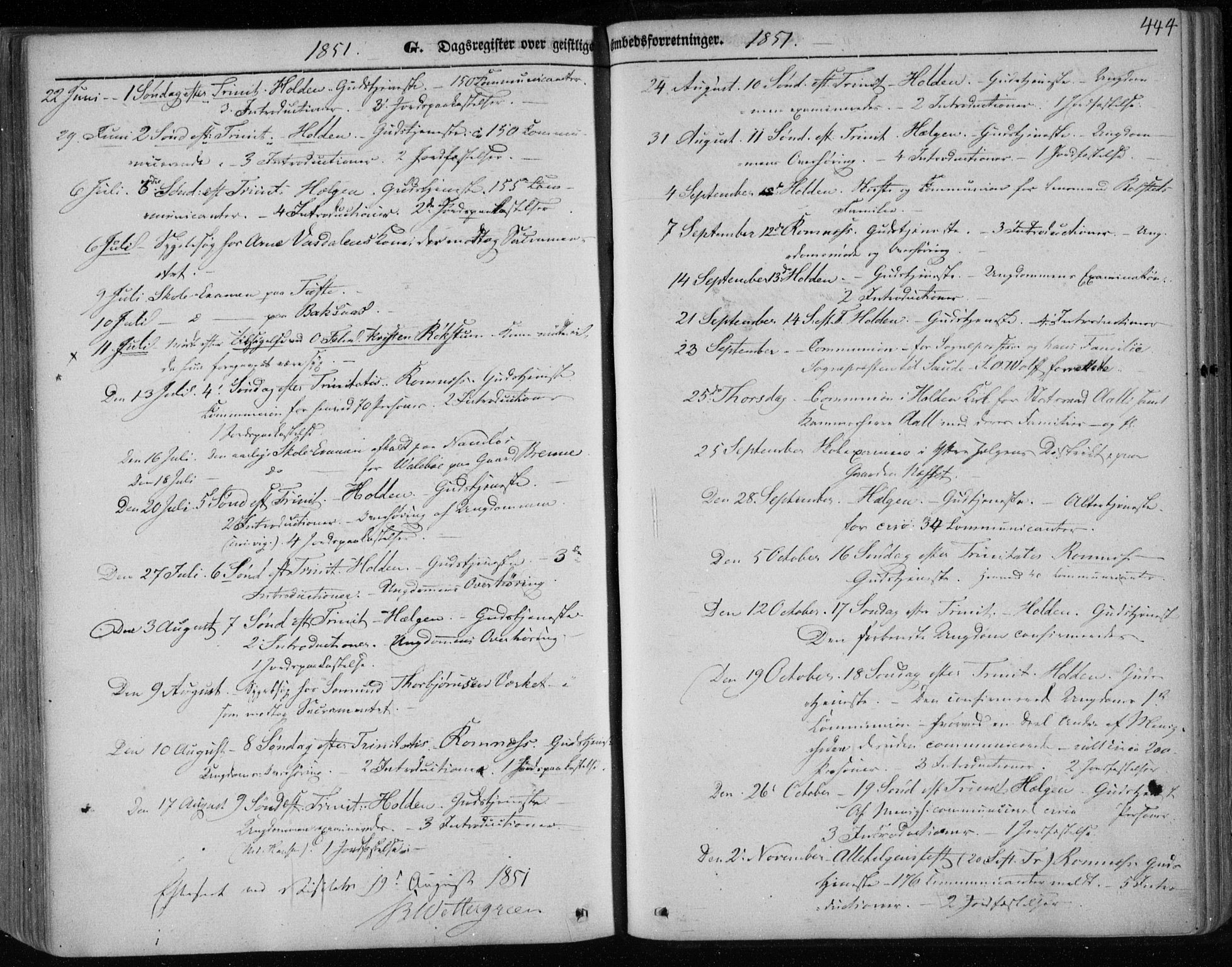 Holla kirkebøker, SAKO/A-272/F/Fa/L0005: Parish register (official) no. 5, 1849-1860, p. 444