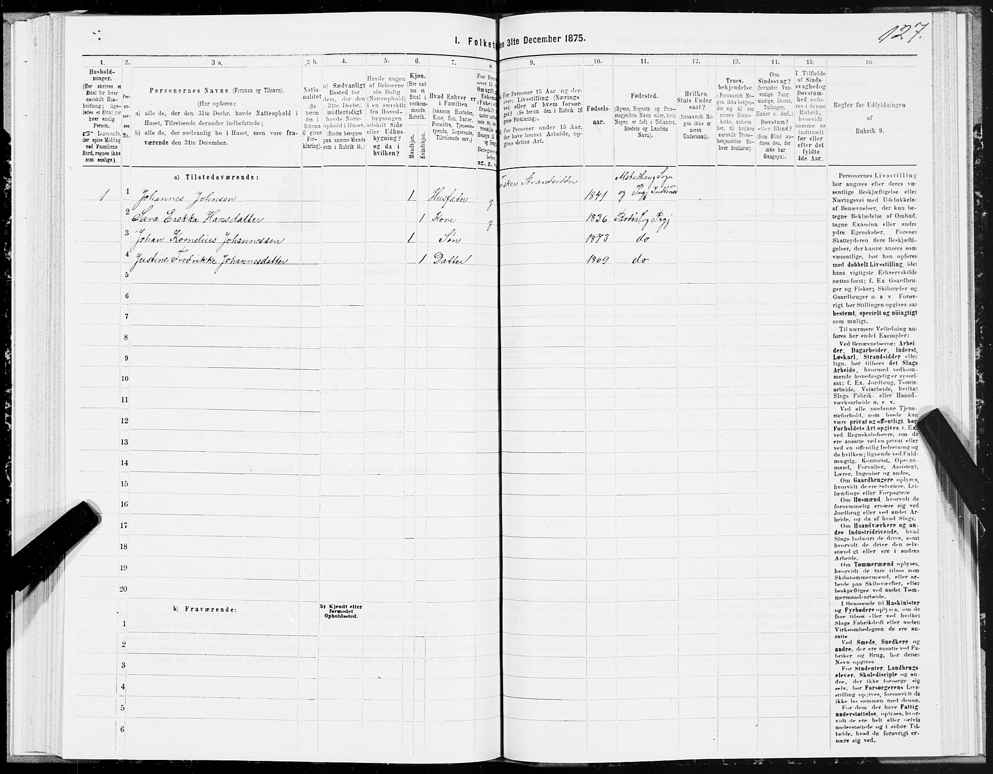 SAT, 1875 census for 1843L Bodø/Bodø, 1875, p. 4127