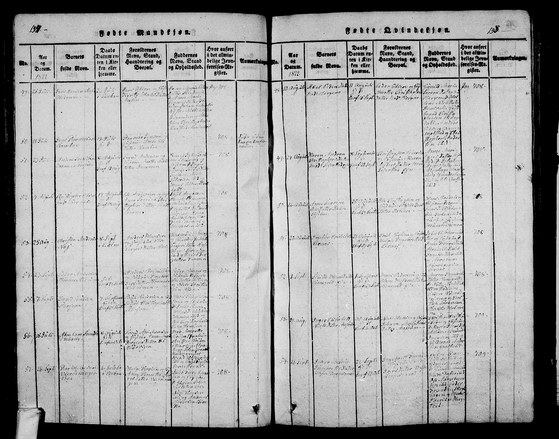 Hedrum kirkebøker, AV/SAKO-A-344/G/Ga/L0003: Parish register (copy) no. I 3, 1817-1835, p. 137-138