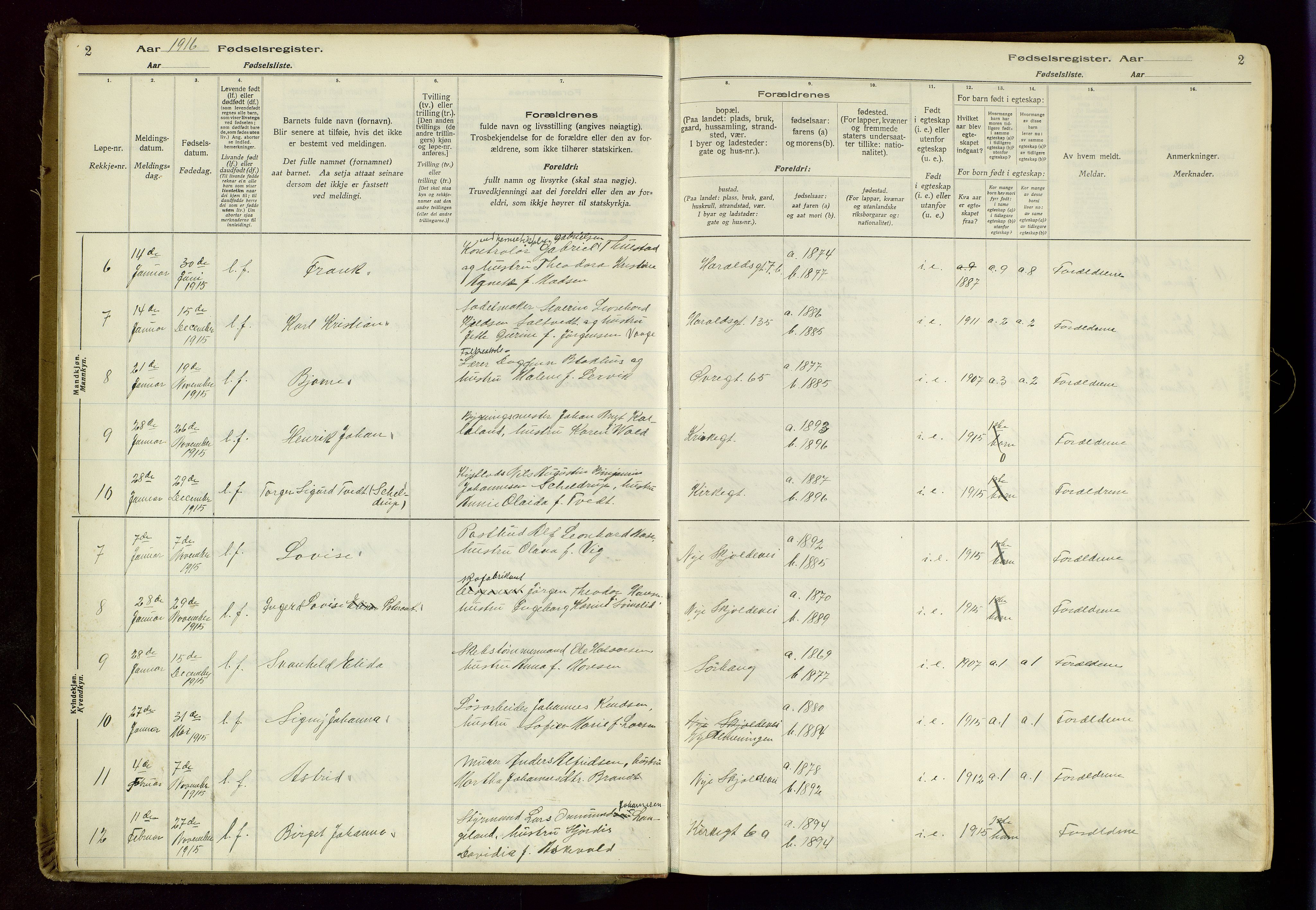 Haugesund sokneprestkontor, SAST/A -101863/I/Id/L0003: Birth register no. 1, 1916-1919, p. 2