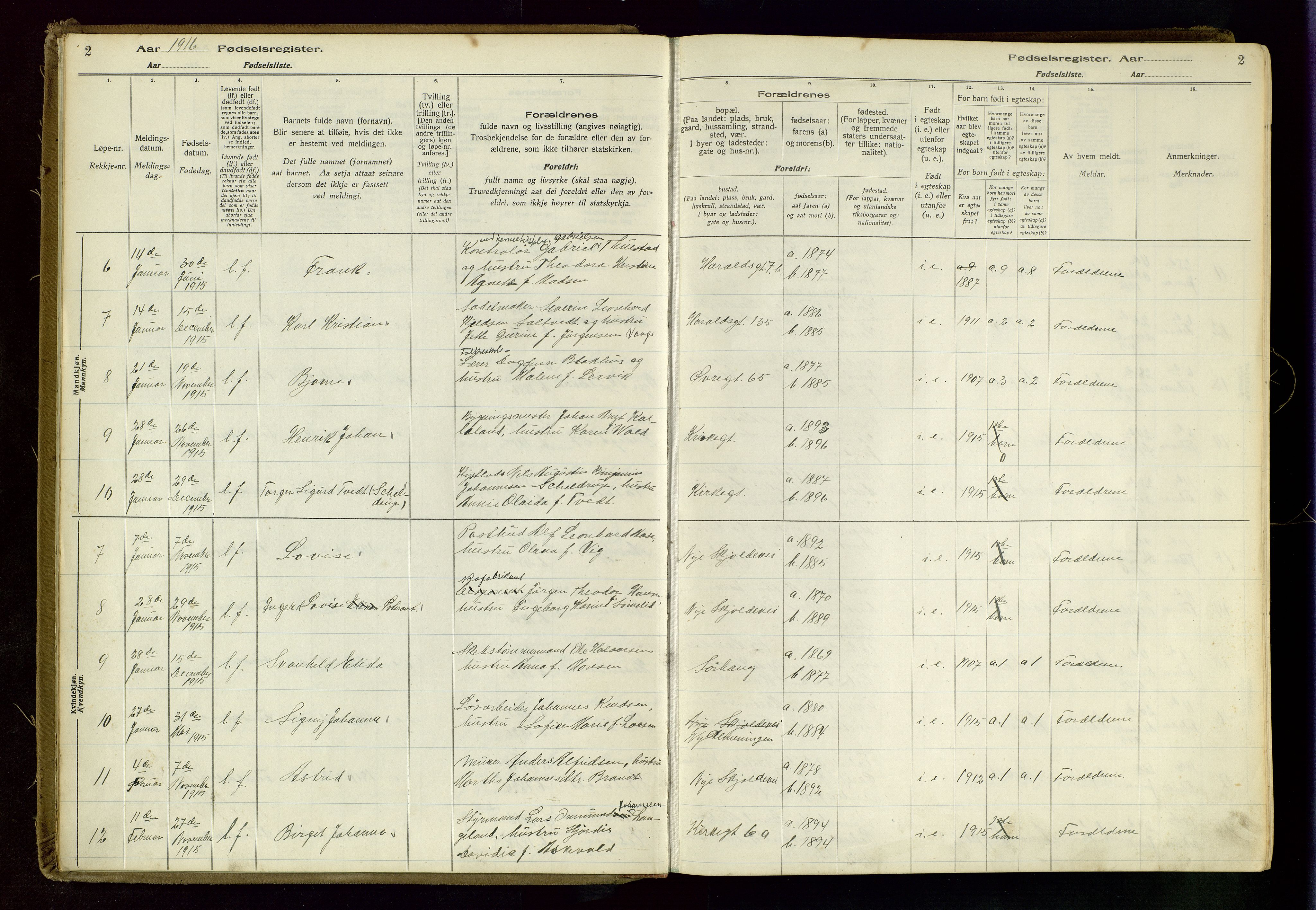 Haugesund sokneprestkontor, AV/SAST-A -101863/I/Id/L0003: Birth register no. 1, 1916-1919, p. 2