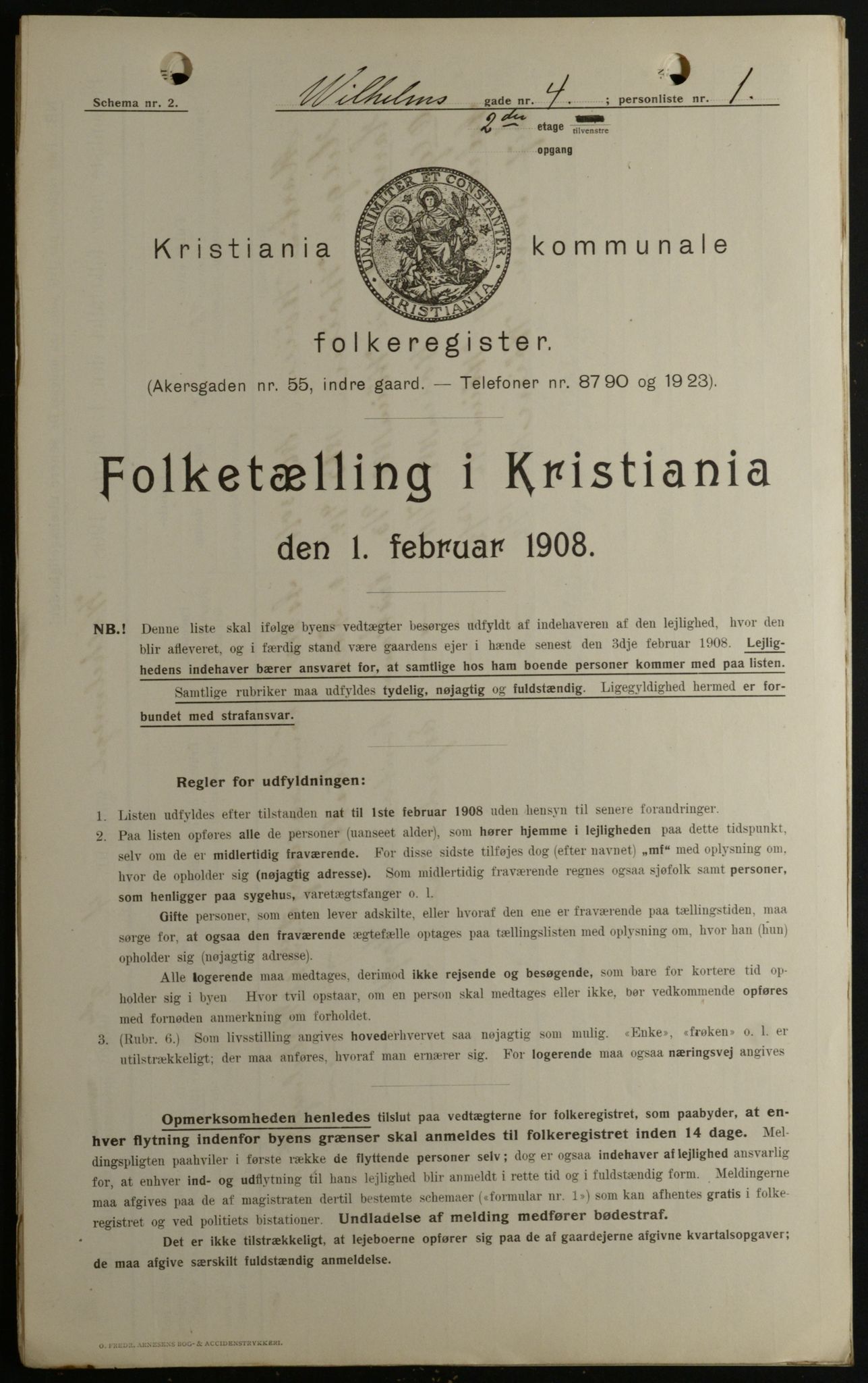 OBA, Municipal Census 1908 for Kristiania, 1908, p. 115084