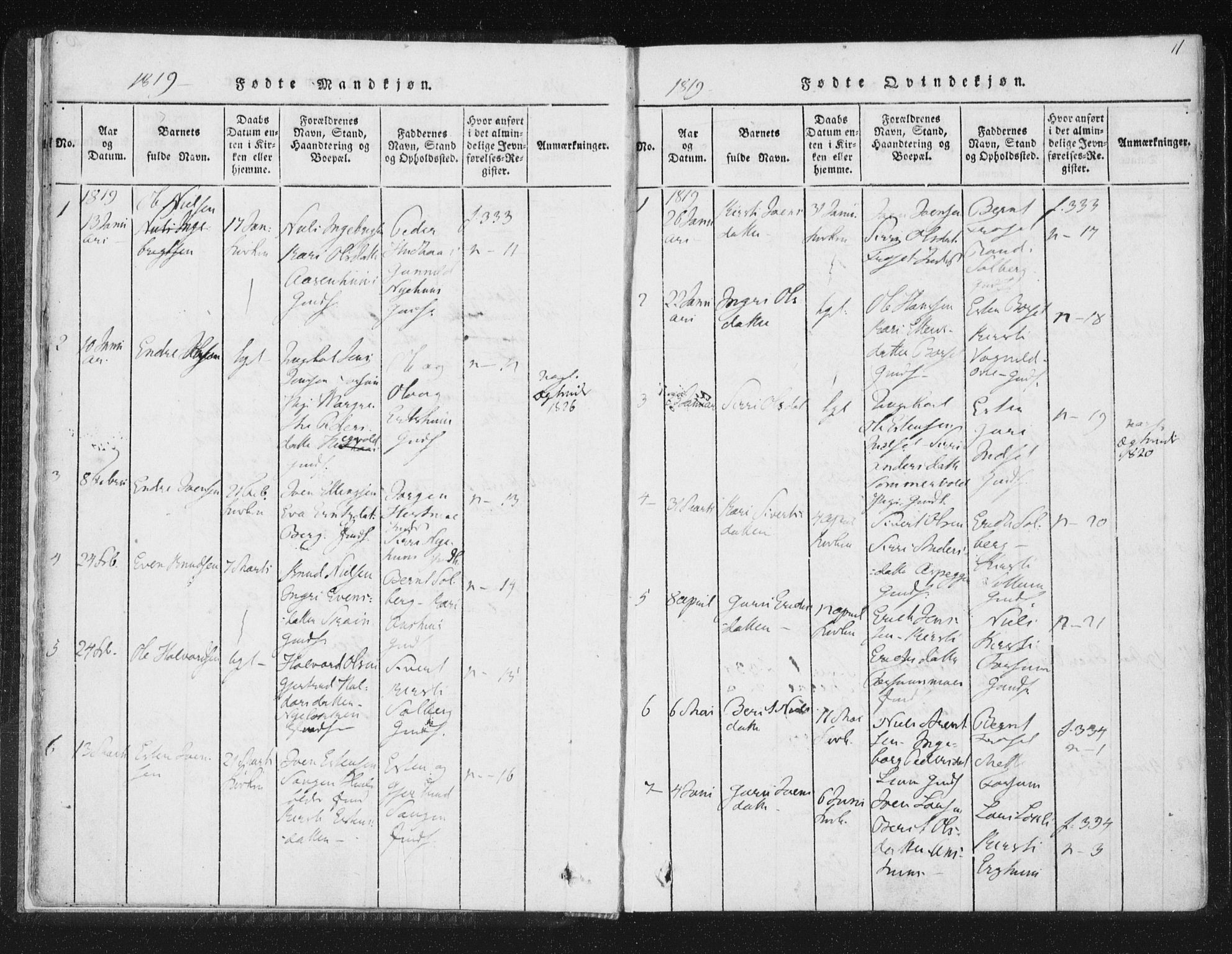 Ministerialprotokoller, klokkerbøker og fødselsregistre - Sør-Trøndelag, SAT/A-1456/689/L1037: Parish register (official) no. 689A02, 1816-1842, p. 11