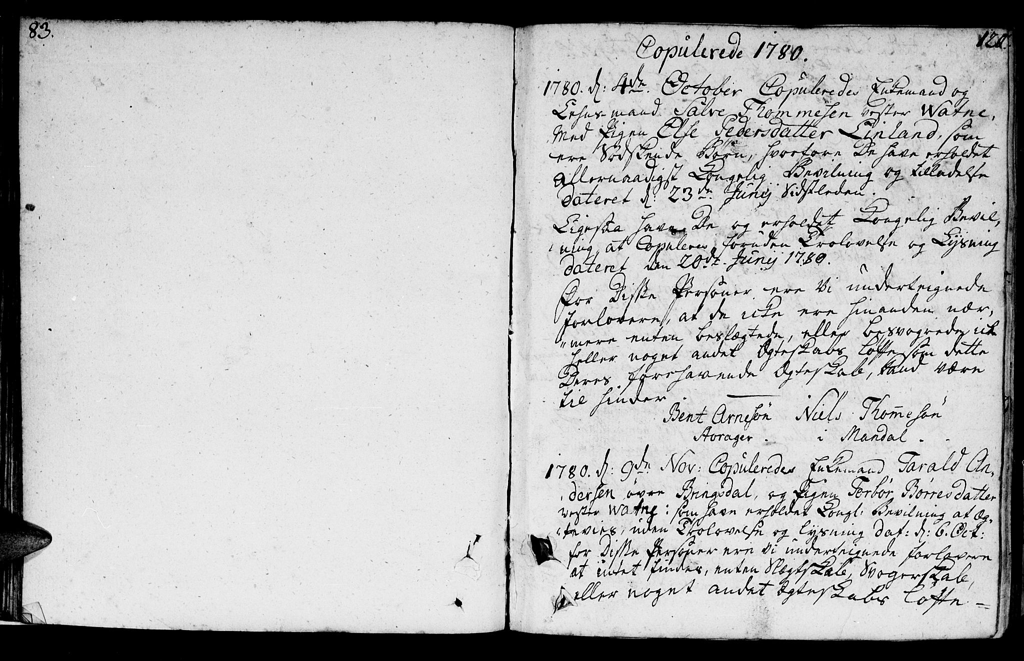 Holum sokneprestkontor, SAK/1111-0022/F/Fa/Faa/L0003: Parish register (official) no. A 3, 1780-1821, p. 119-120