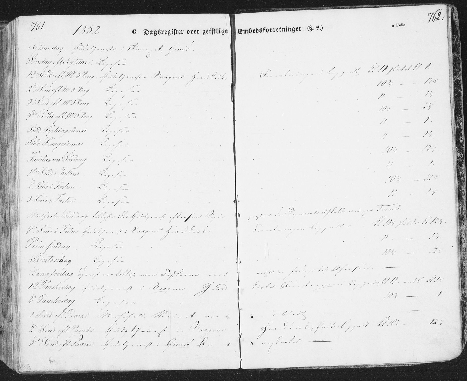 Ministerialprotokoller, klokkerbøker og fødselsregistre - Nordland, AV/SAT-A-1459/874/L1072: Parish register (copy) no. 874C01, 1843-1859, p. 761-762