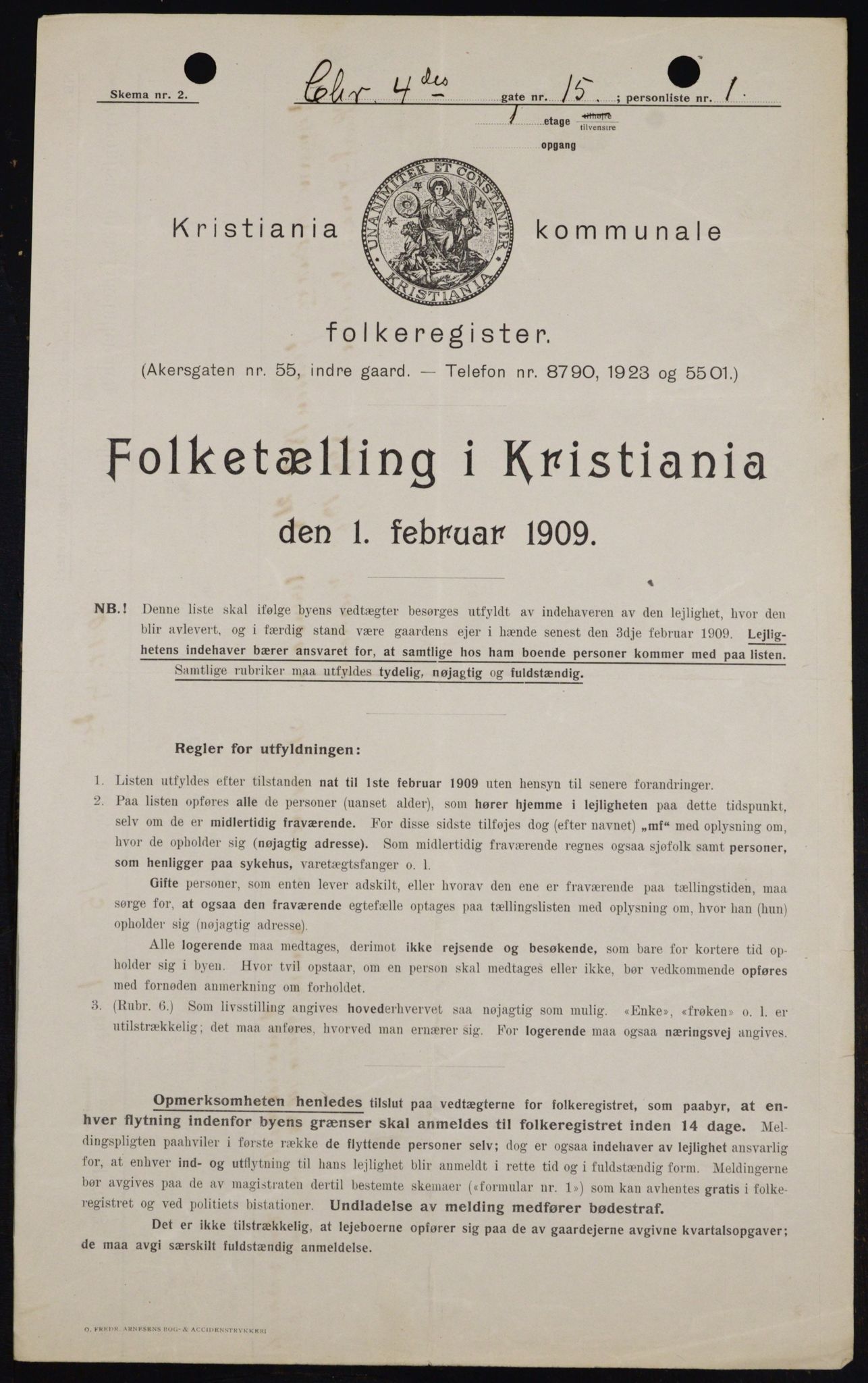 OBA, Municipal Census 1909 for Kristiania, 1909, p. 49712