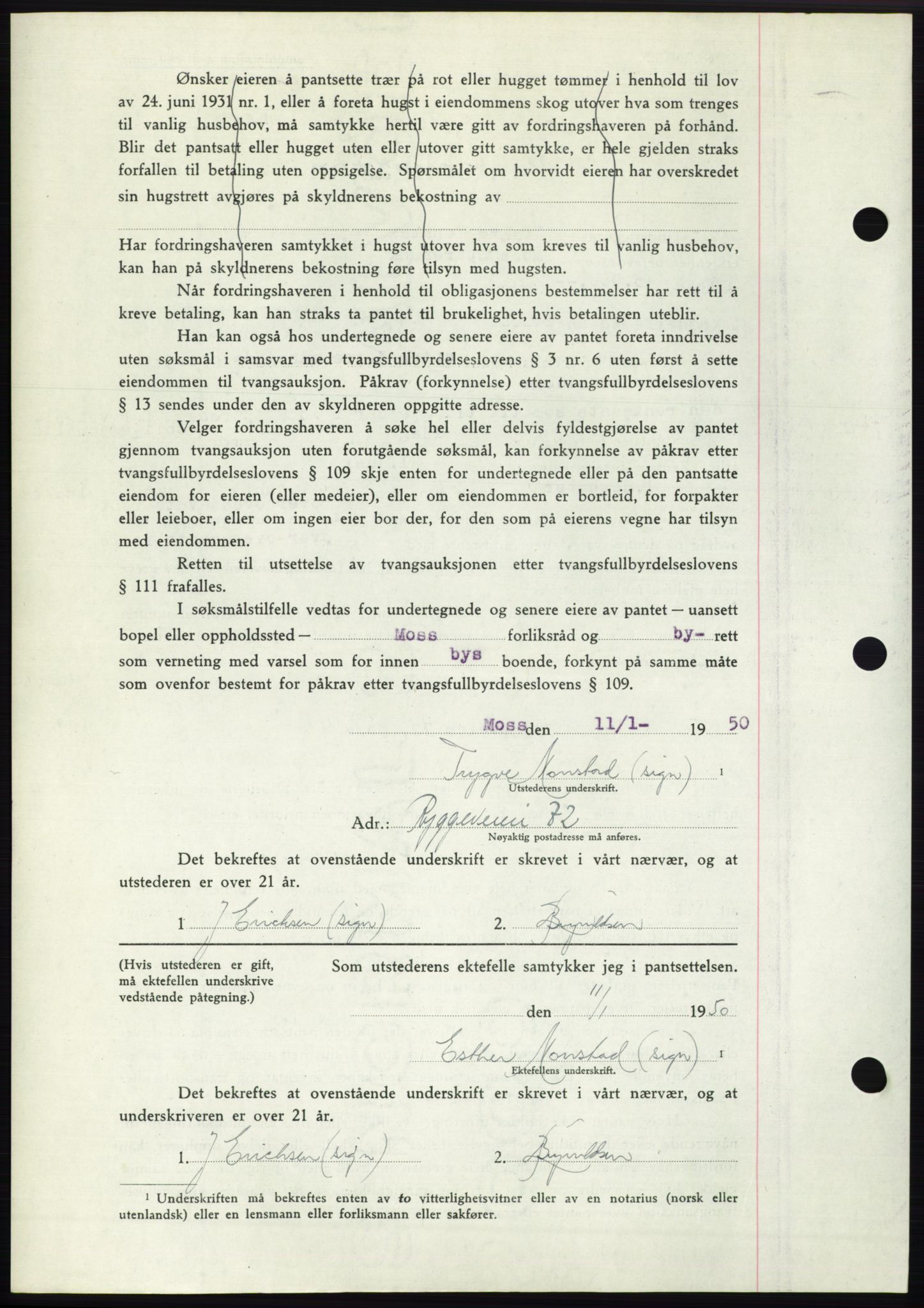 Moss sorenskriveri, SAO/A-10168: Mortgage book no. B23, 1949-1950, Diary no: : 113/1950