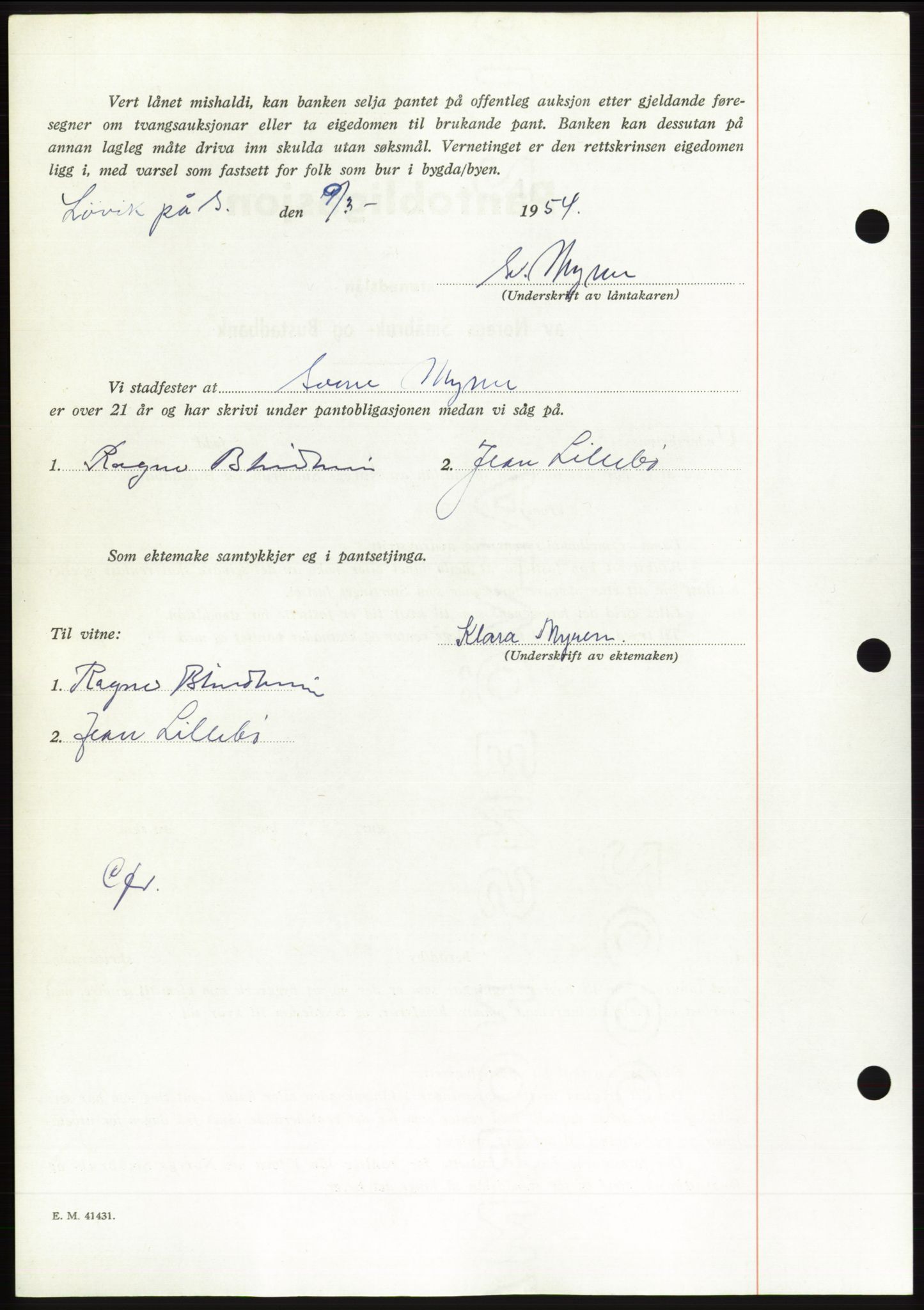 Søre Sunnmøre sorenskriveri, AV/SAT-A-4122/1/2/2C/L0124: Mortgage book no. 12B, 1953-1954, Diary no: : 558/1954
