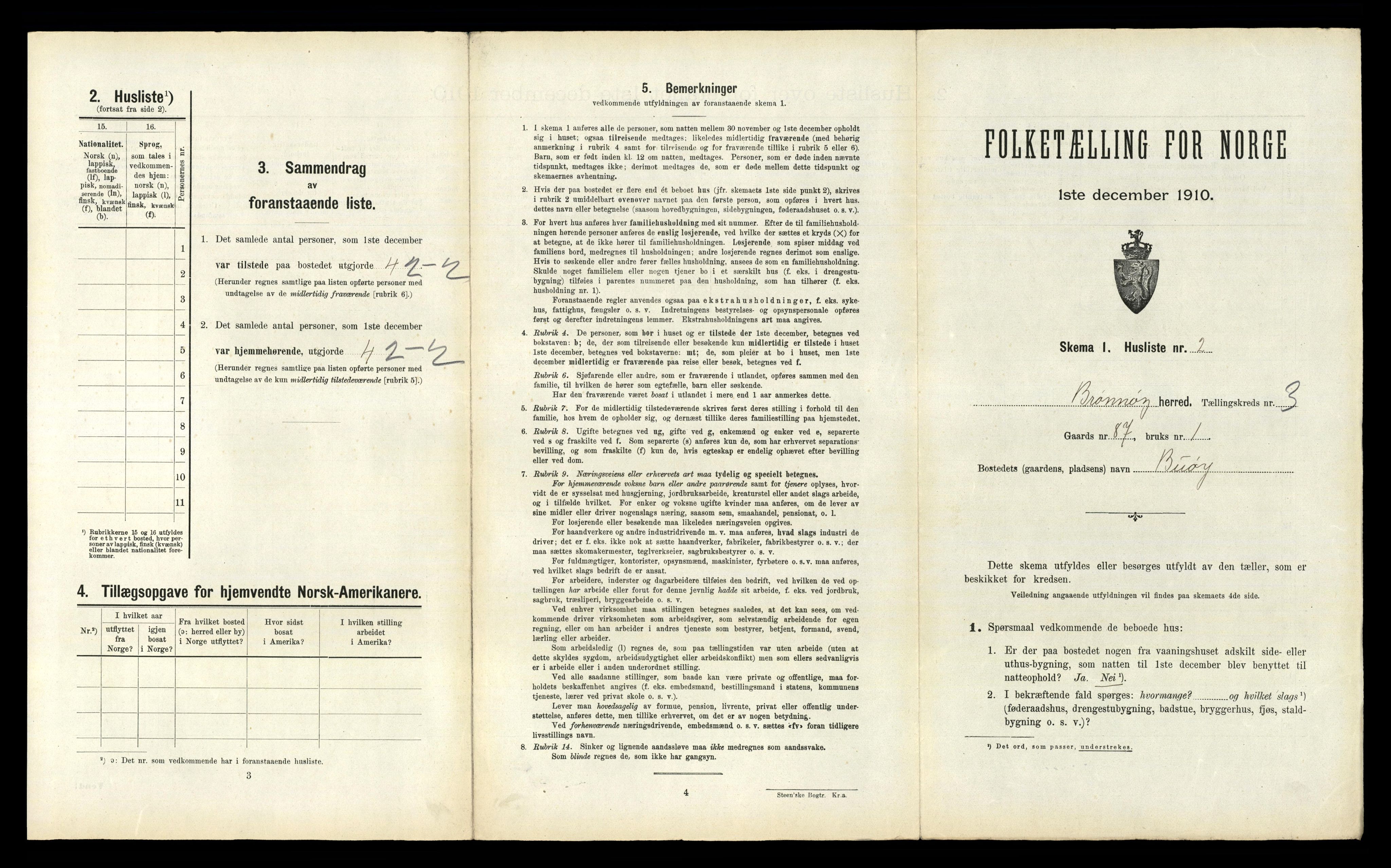 RA, 1910 census for Brønnøy, 1910, p. 189