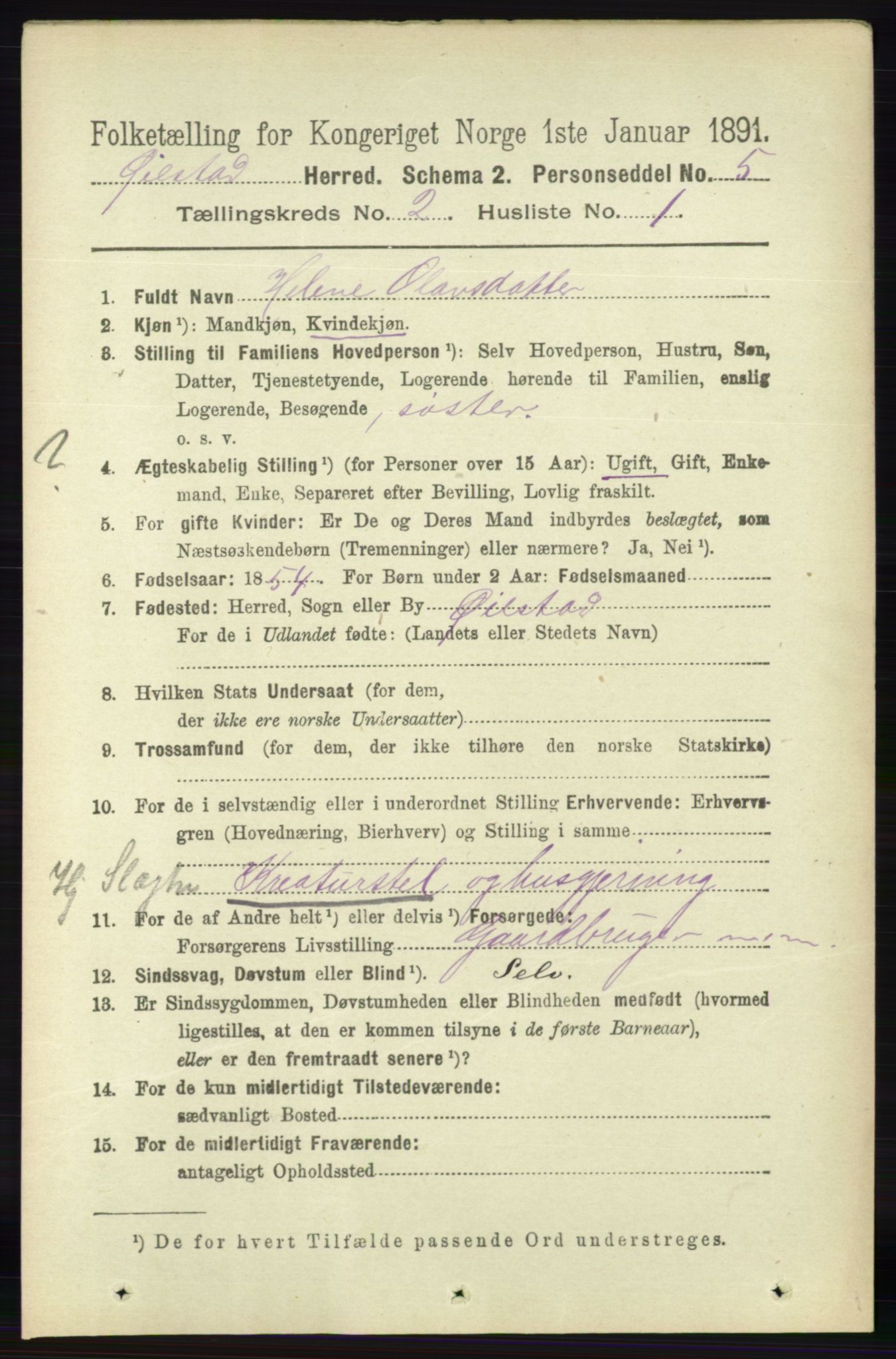 RA, 1891 census for 0920 Øyestad, 1891, p. 387